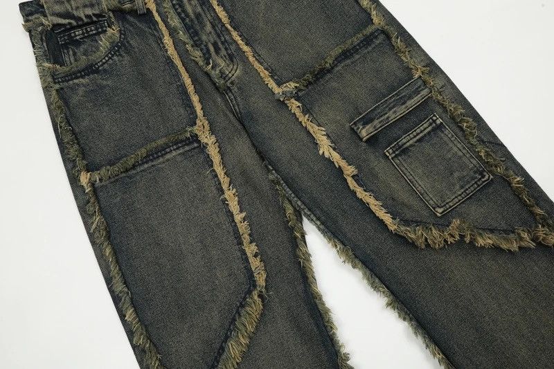 Japanese Brand × Jean Vintage Raw Jeans Trousers y2k holes pockets streetwear Size US 32 / EU 48 - 5 Thumbnail