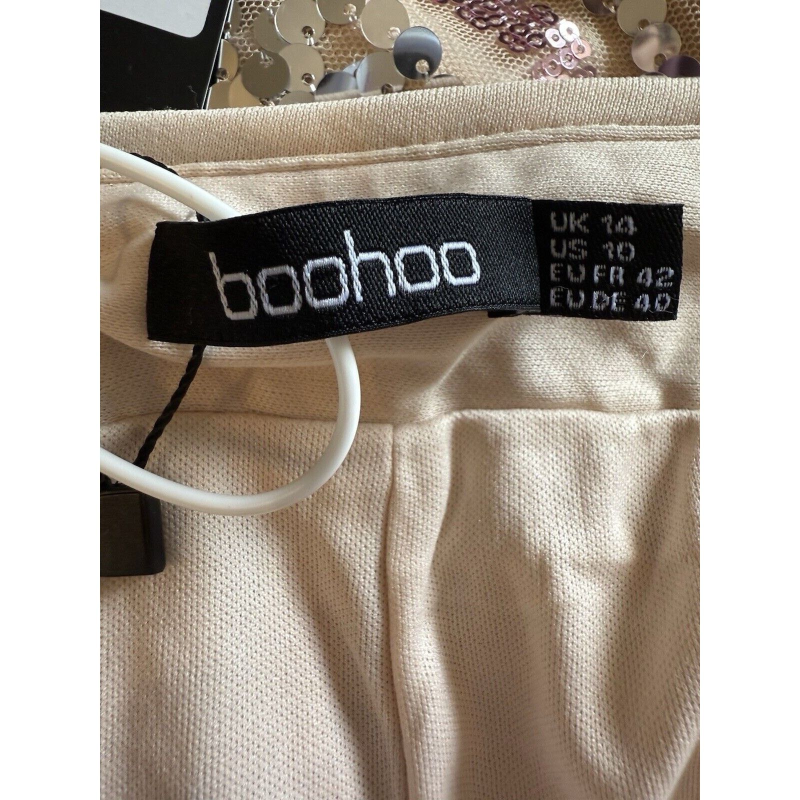 Boohoo NWT boohoo Petite Sequin Two Tone Flare Trousers Champagne Size 36" / US 14 / IT 50 - 5 Thumbnail