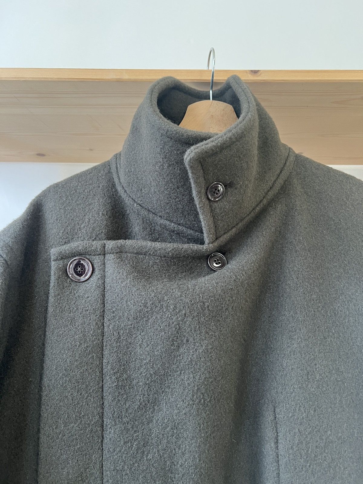 FW22 Lemaire Wrap Coat - Pewter Green