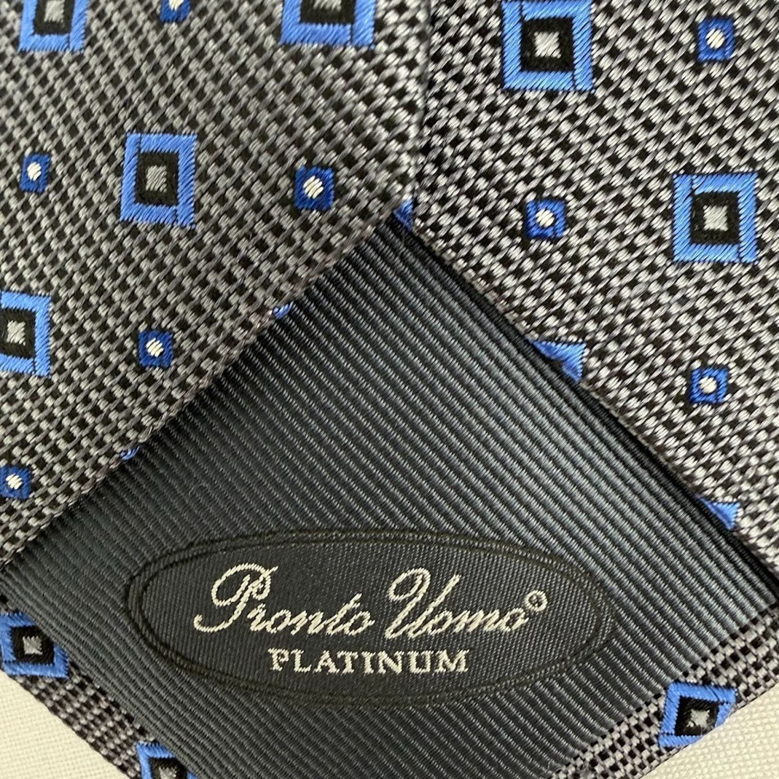Joseph Abboud Joseph Abboud Silk Tie Gray Blue Geometric Pattern Size ONE SIZE - 6 Thumbnail