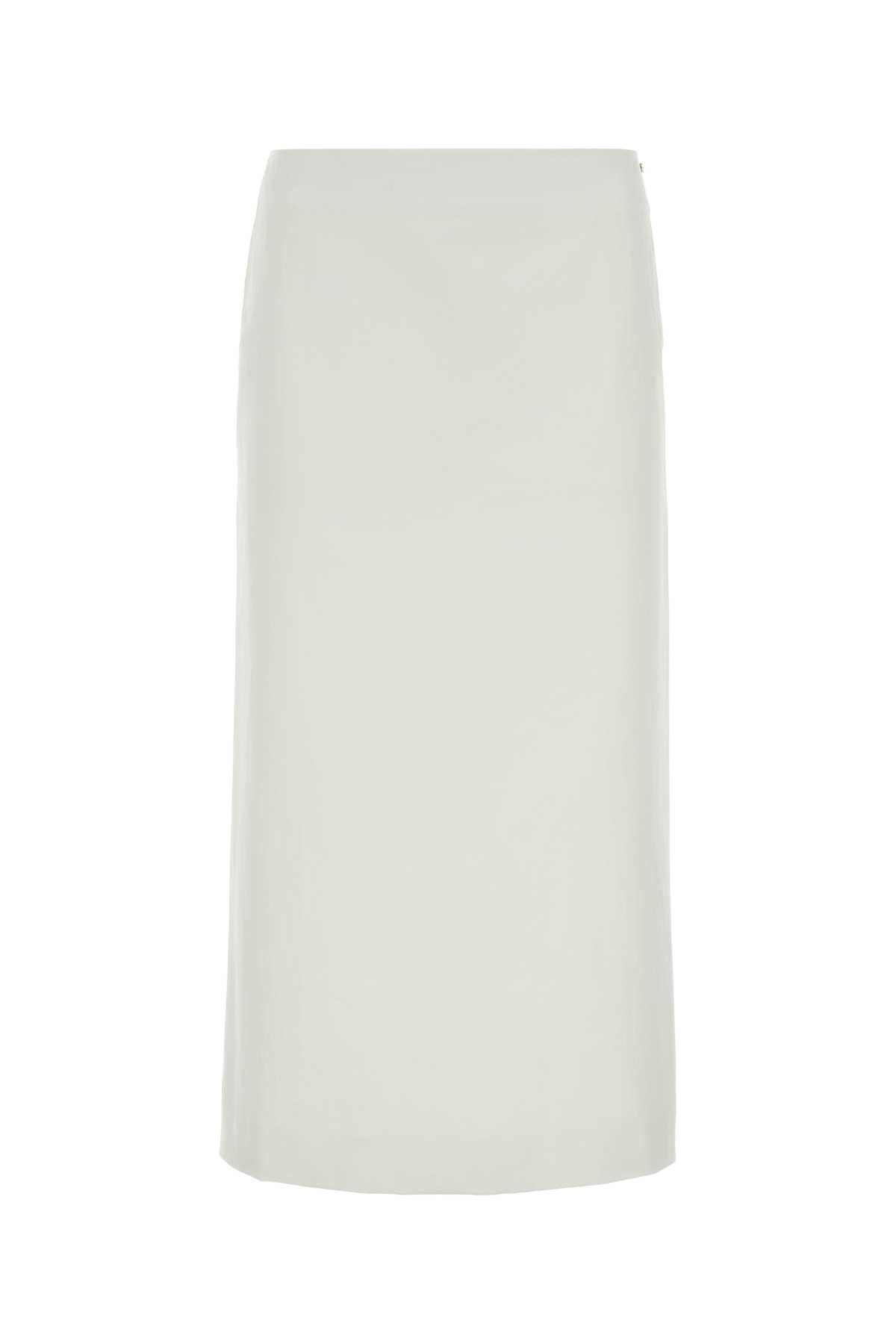 image of Sportmax White Satin Cellula Skirt, Women's (Size 26)