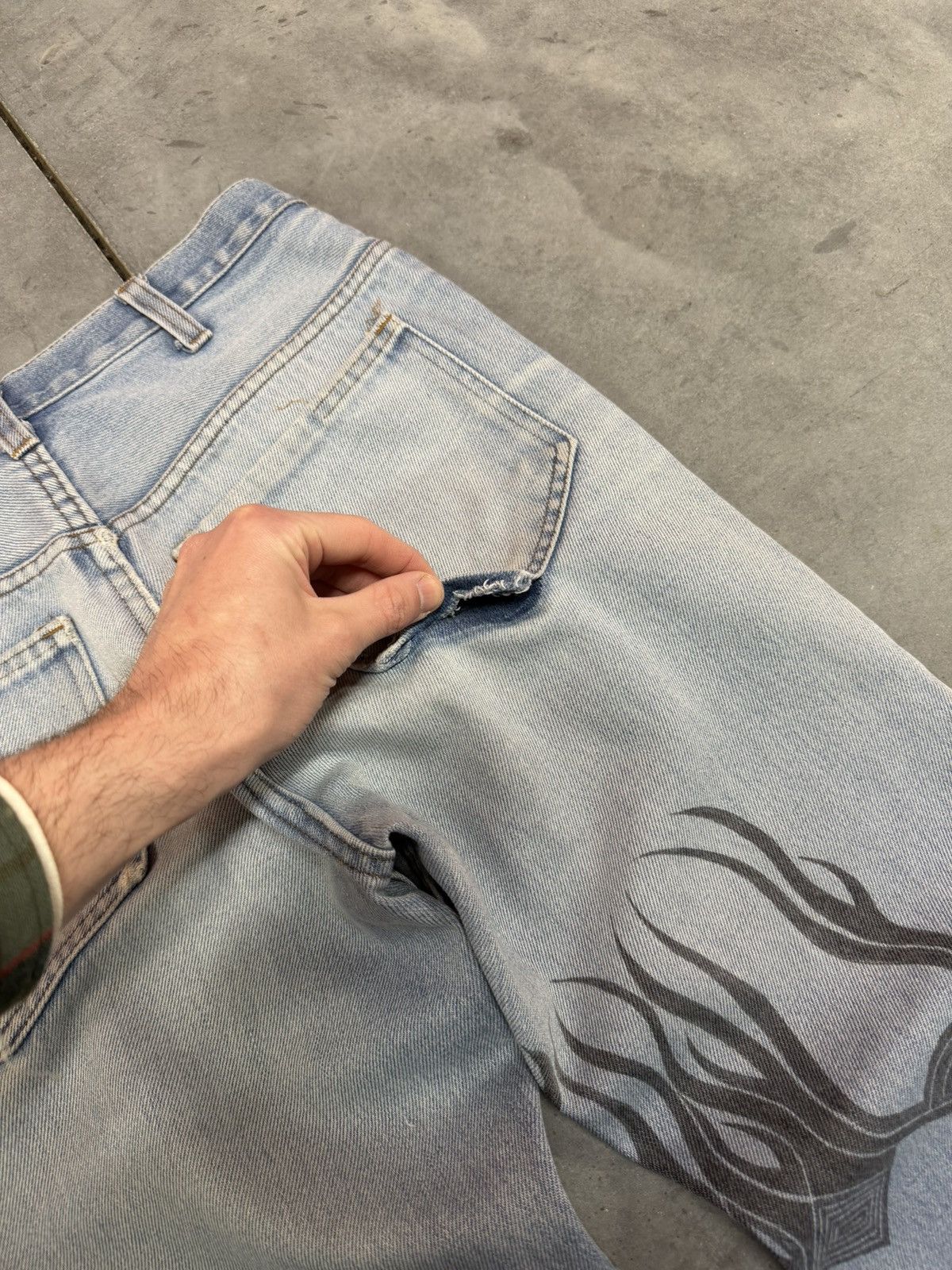 Vintage Light Wash Bootcut 70s Stenciled Jeans ERD Grunge Punk Size US 29 - 11 Thumbnail