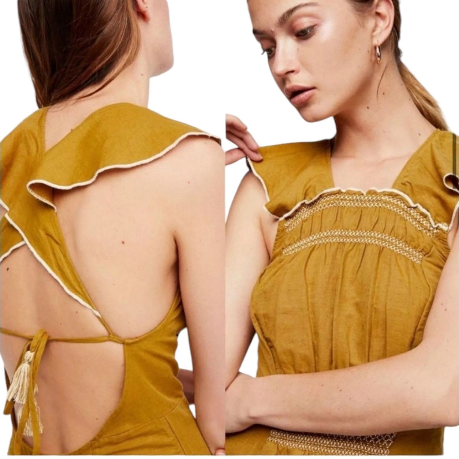 Free People Free People Anika Midi Linen Dress Small Size S / US 4 / IT 40 - 5 Thumbnail
