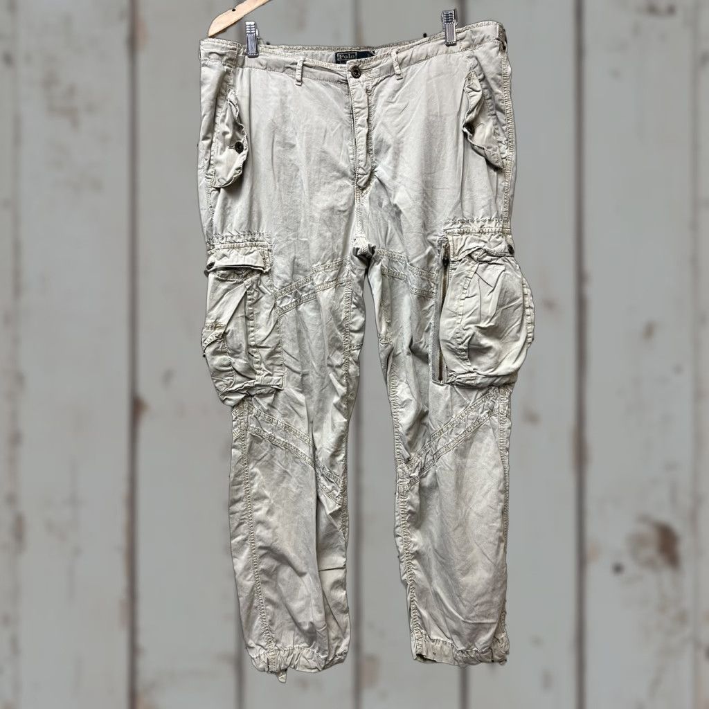 Polo Ralph Lauren VINTAGE Polo Ralph Lauren Cargo Pants Mens 38x32 Tan Beige Cotton Military Utility Army Size US M / EU 48-50 / 2 - 1 Thumbnail
