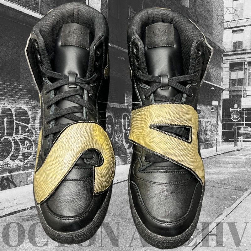 Adidas Size 13 Jeremy Scott x Adidas JS Letters Black Gold 2014 Grailed