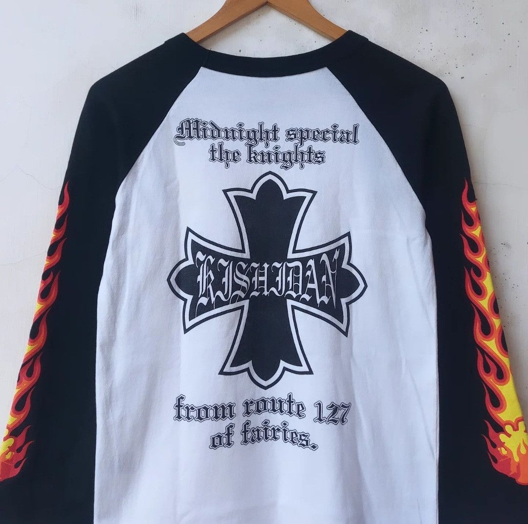 Japanese Brand Vintage Kishidenne Wrerutogood Big Logo Fire 3Q Tee Size US S / EU 44-46 / 1 - 3 Thumbnail