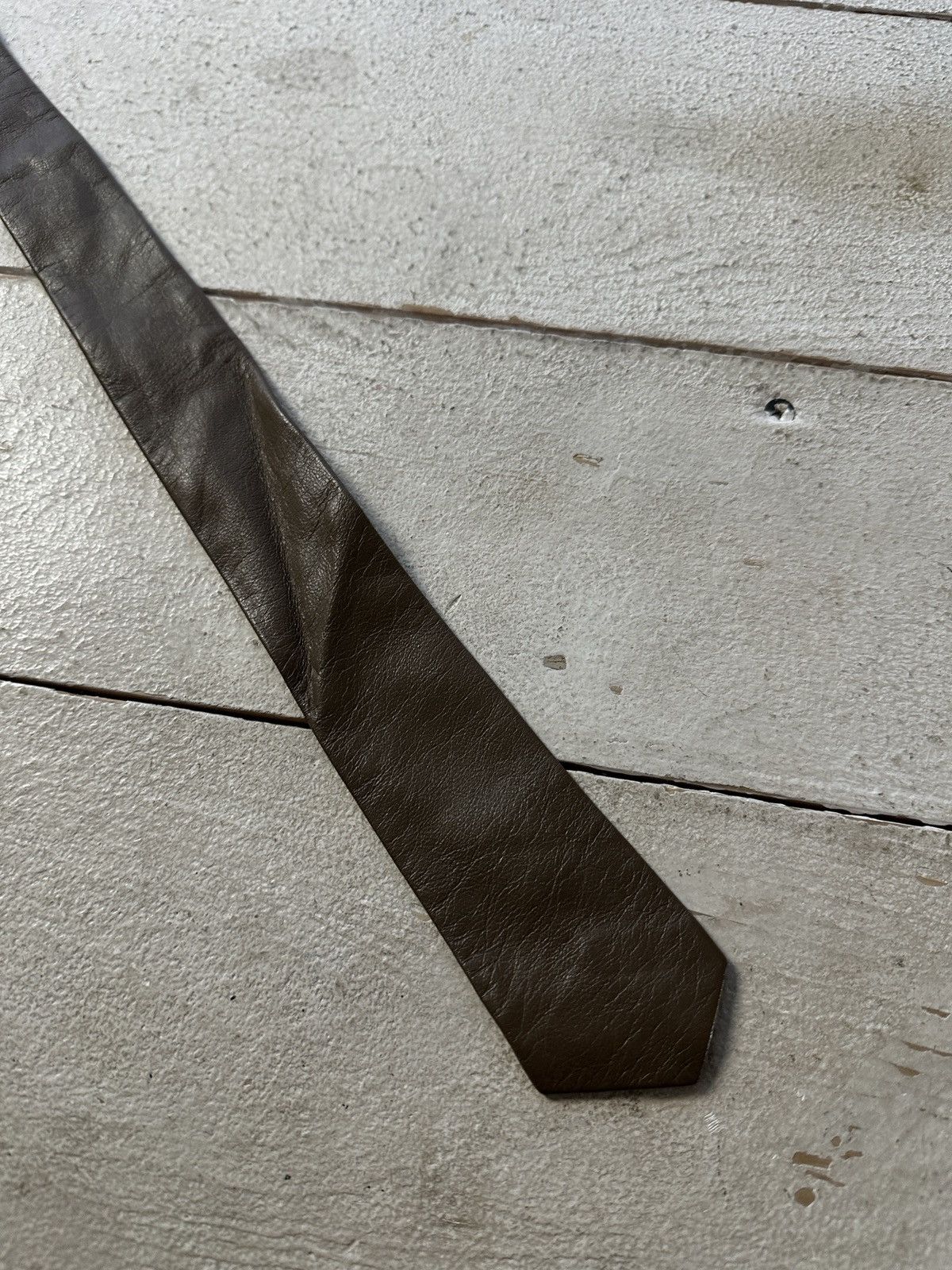 Other 🚨 LEATHER BROWN BEIGE ITALY Tie LUXURY VNTG RARE OLD MONEY Size ONE SIZE - 8 Thumbnail