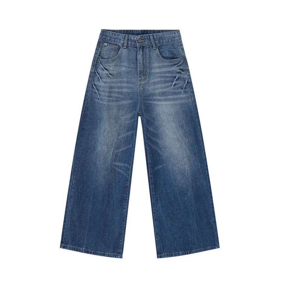 Japanese Brand Retro water patterned wide leg straight leg jeans Size US 32 / EU 48 - 5 Thumbnail
