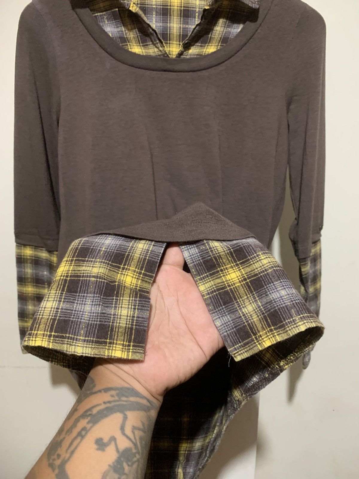 Japanese Brand Japanese Double Layer Flannel Grunge Punk Style Tee Shirt Size US L / EU 52-54 / 3 - 4 Thumbnail