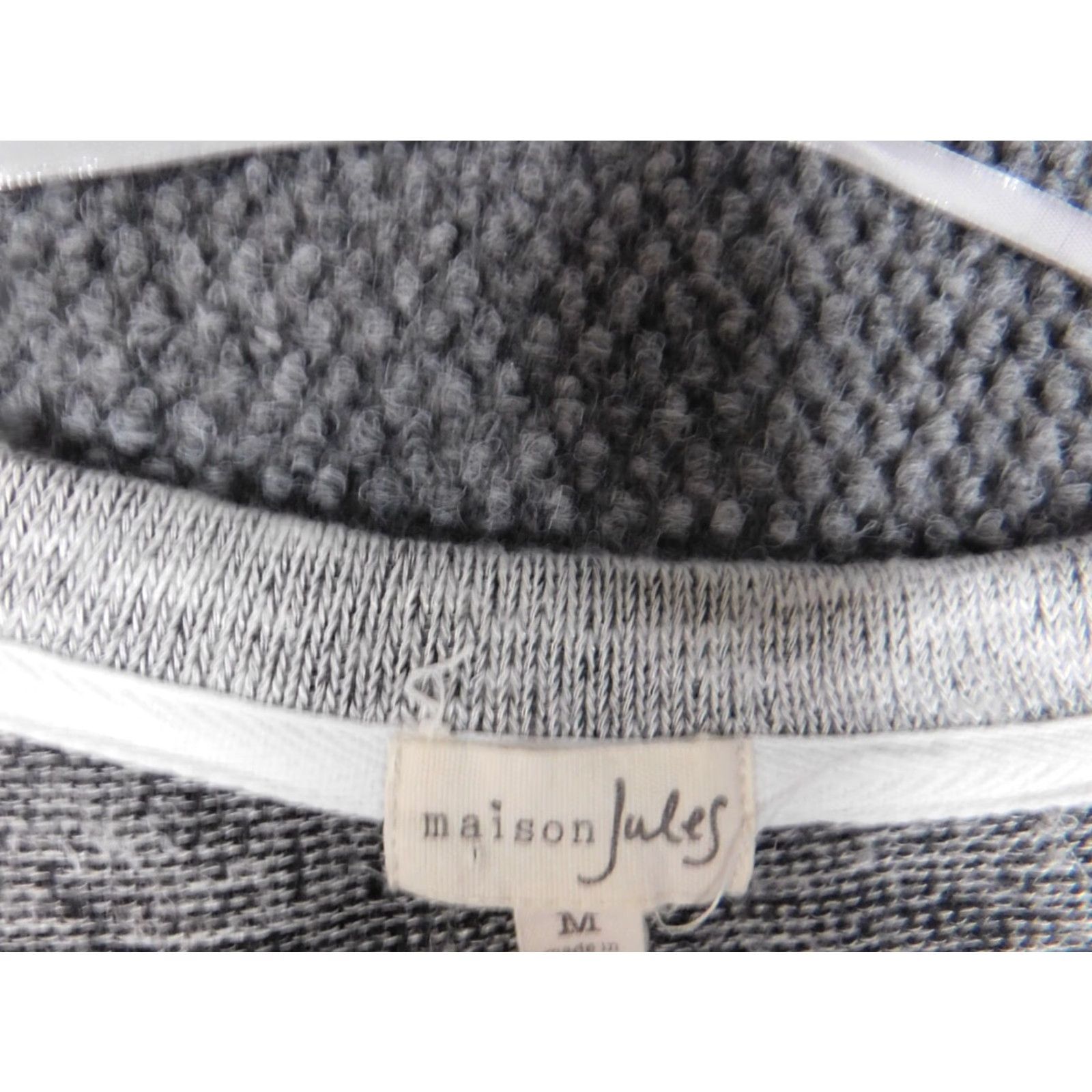 Vintage Maison Jules Blouse Womens Medium Pullover Crew Neck Knit Polyester Rayon Gray Solid Casual Stretch Adults Size M / US 6-8 / IT 42-44 - 5 Thumbnail