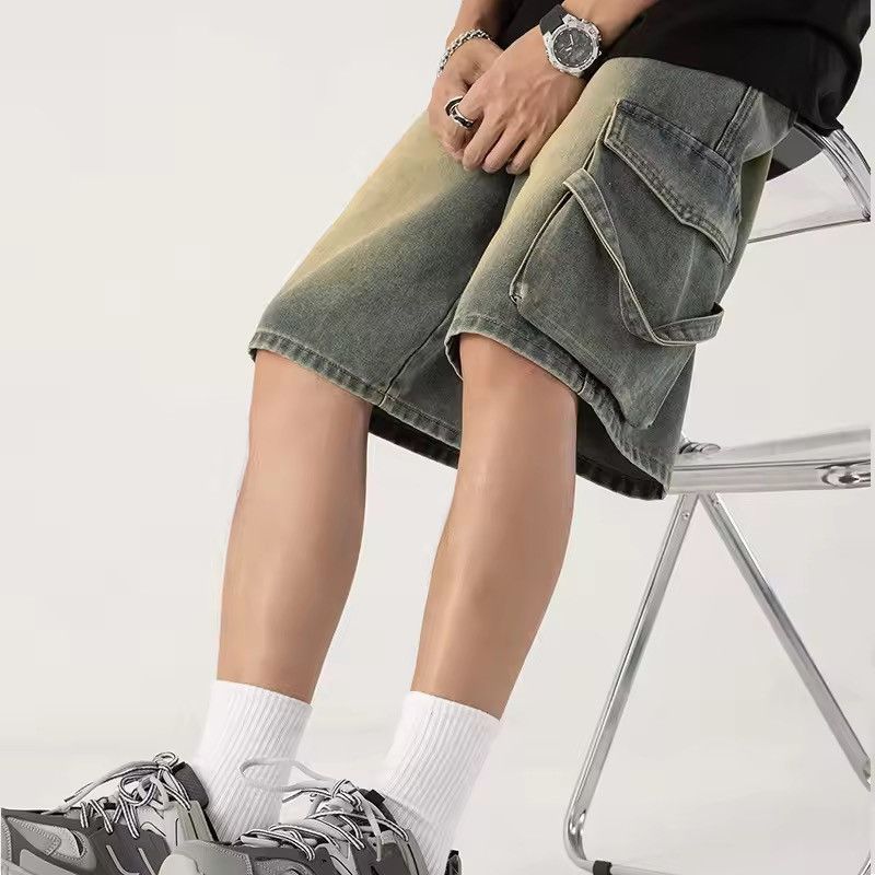 Japanese Brand New Distressed Cargo Shorts - Olive Green, Streetwear Style Size US 34 / EU 50 - 1 Thumbnail