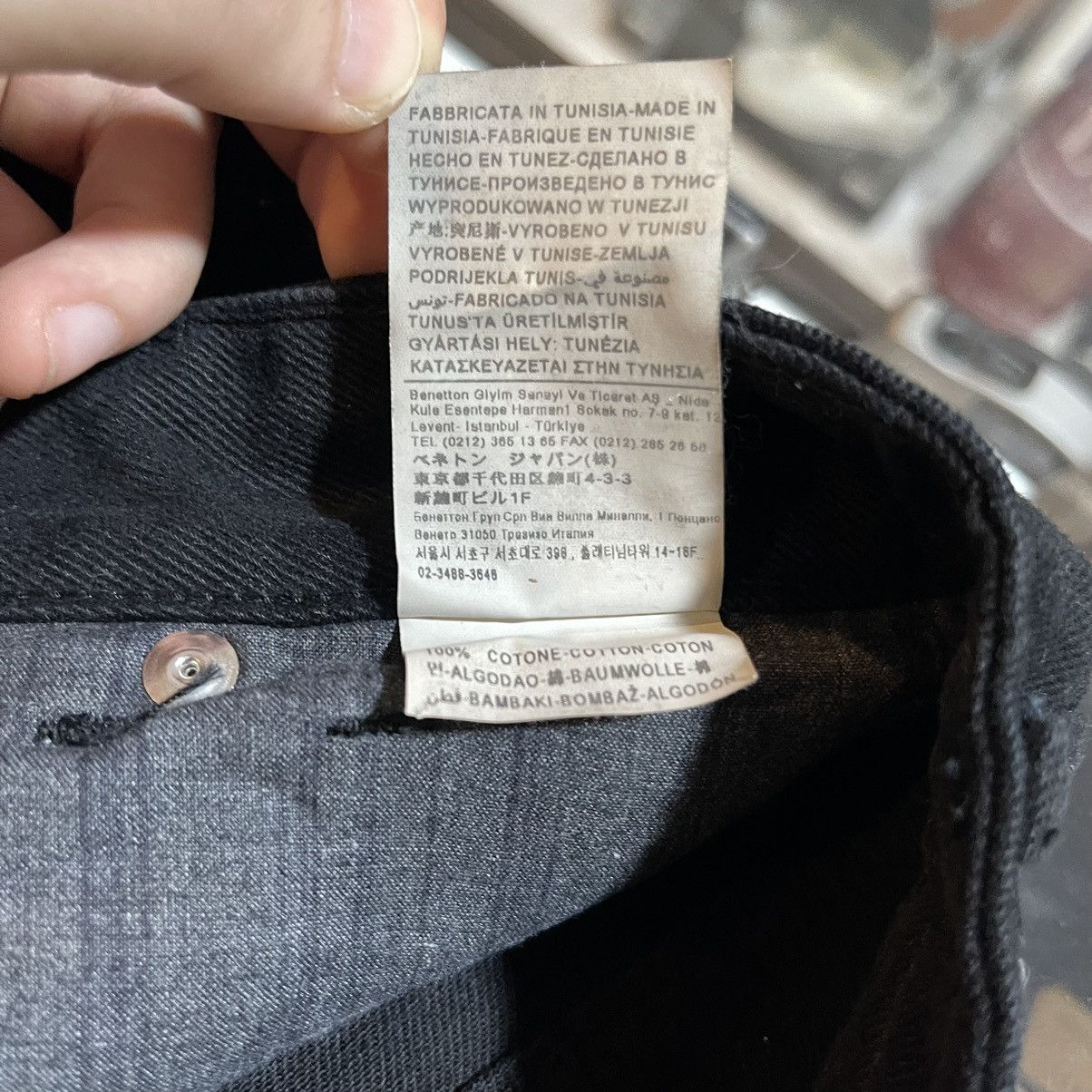 United Colors Of Benetton United Colors of Benetton Wide-Leg Frayed Black Jeans Size US 31 - 10 Thumbnail