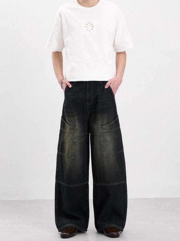 Vintage American-Style Washed & Distressed Patchwork Cargo Pants Size US 32 / EU 48 - 2 Thumbnail