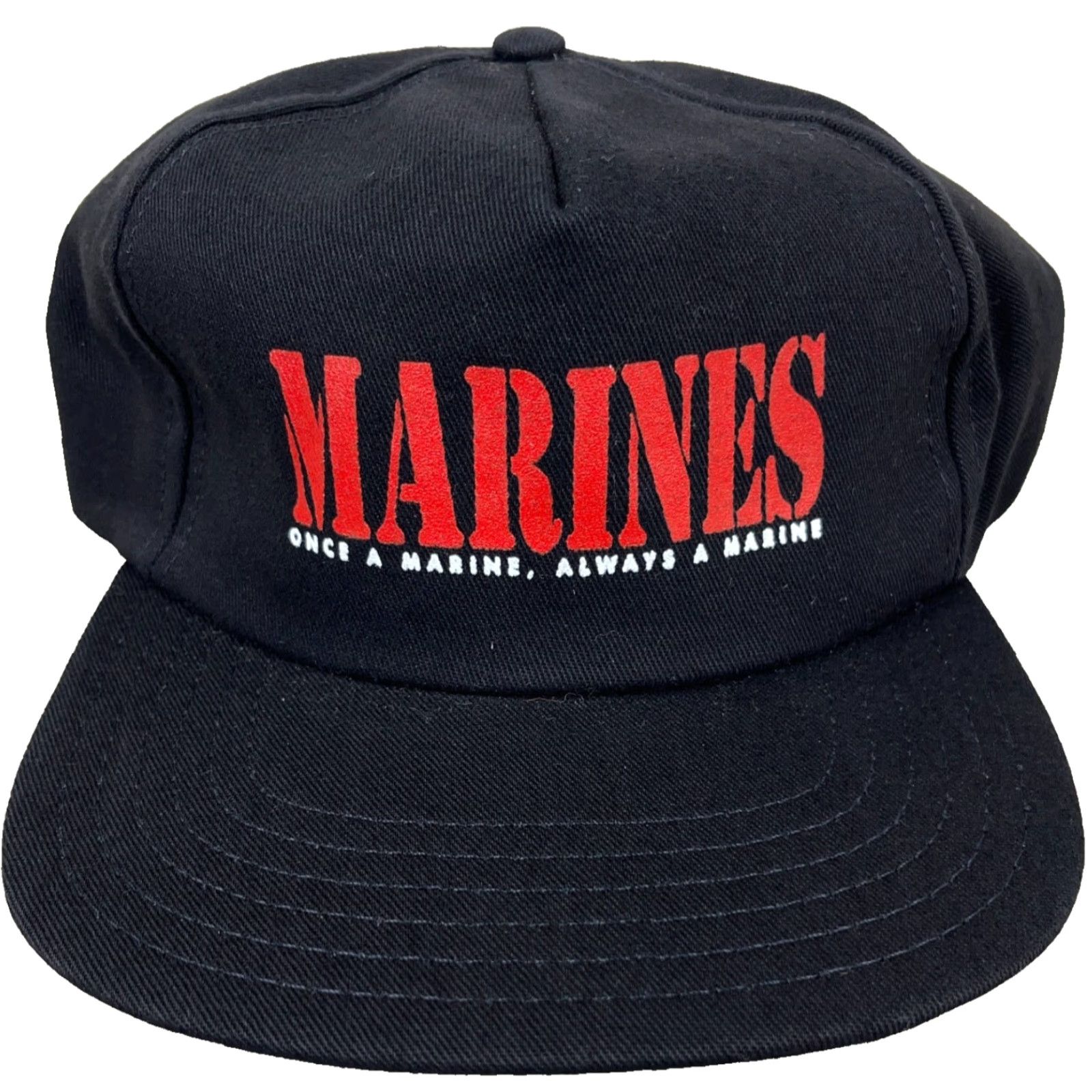 Vintage VINTAGE USA Black United States Marines Hat Cap Snapback USMC Semper Fi Veteran 90s Black Mens Snapback Hat Size ONE SIZE - 2 Thumbnail