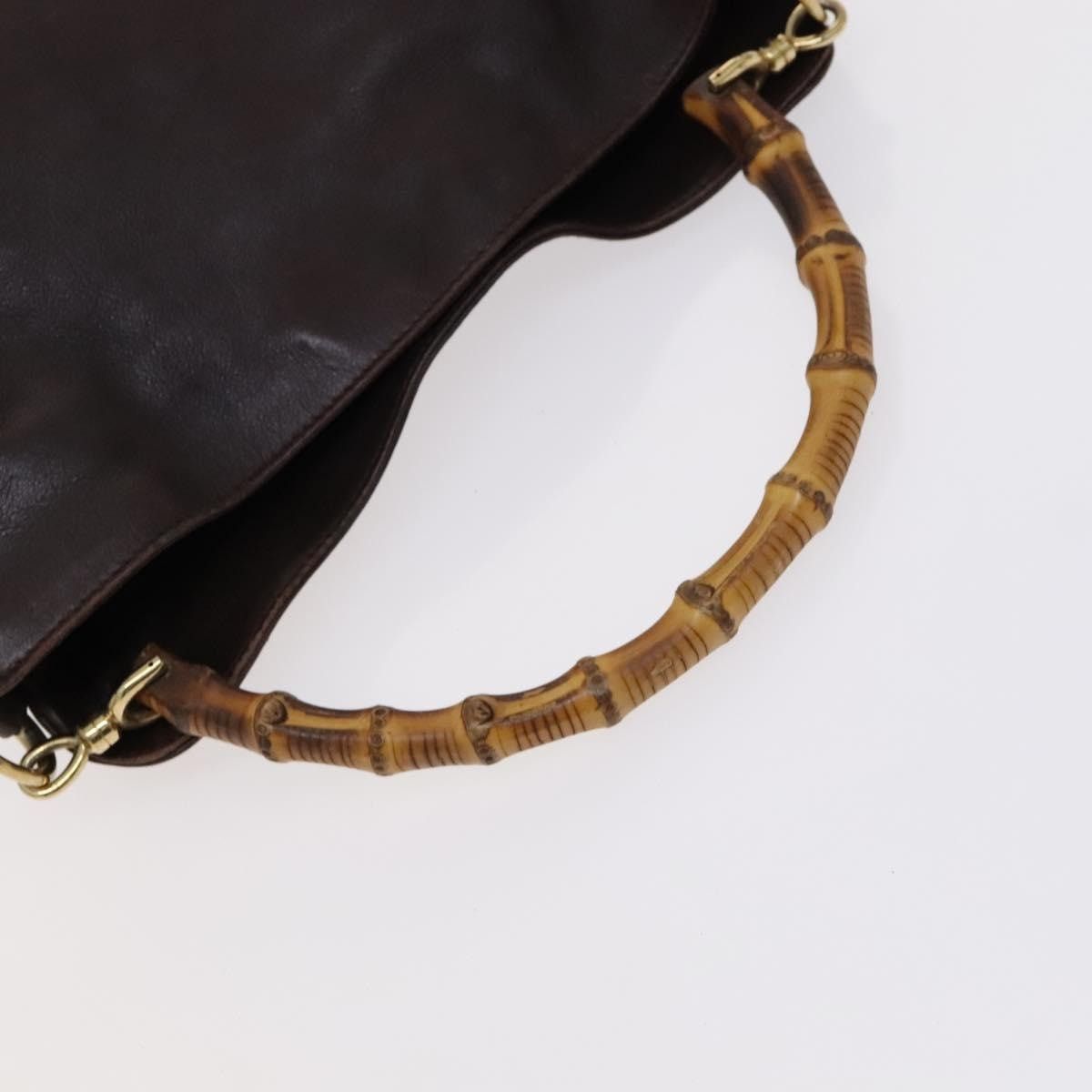 Gucci GUCCI Bamboo Handbag Leather Brown Gold 001 1705 001 1705 Size ONE SIZE - 7 Thumbnail