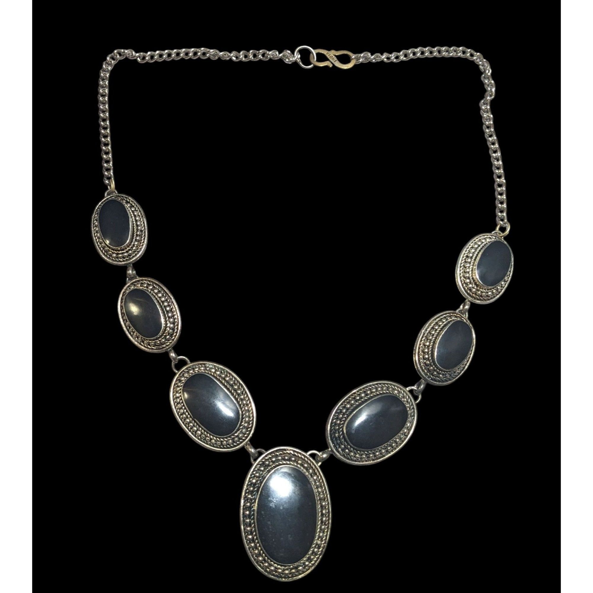 Other Black And Silver Enamel Cabochon Necklace Size ONE SIZE - 1 Thumbnail