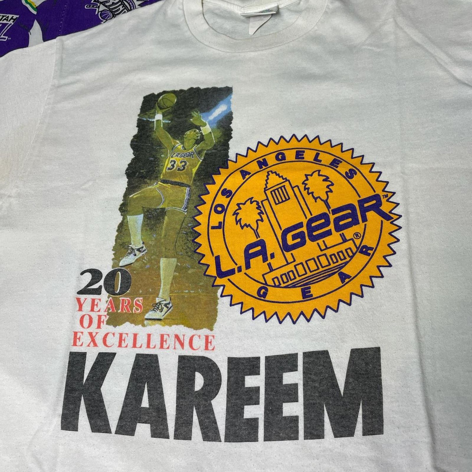 La Gear × NBA × Vintage Vintage 1990s NBA Kareem Abdul-Jabbar Los Angeles Lakers Tee Size US L / EU 52-54 / 3 - 3 Thumbnail