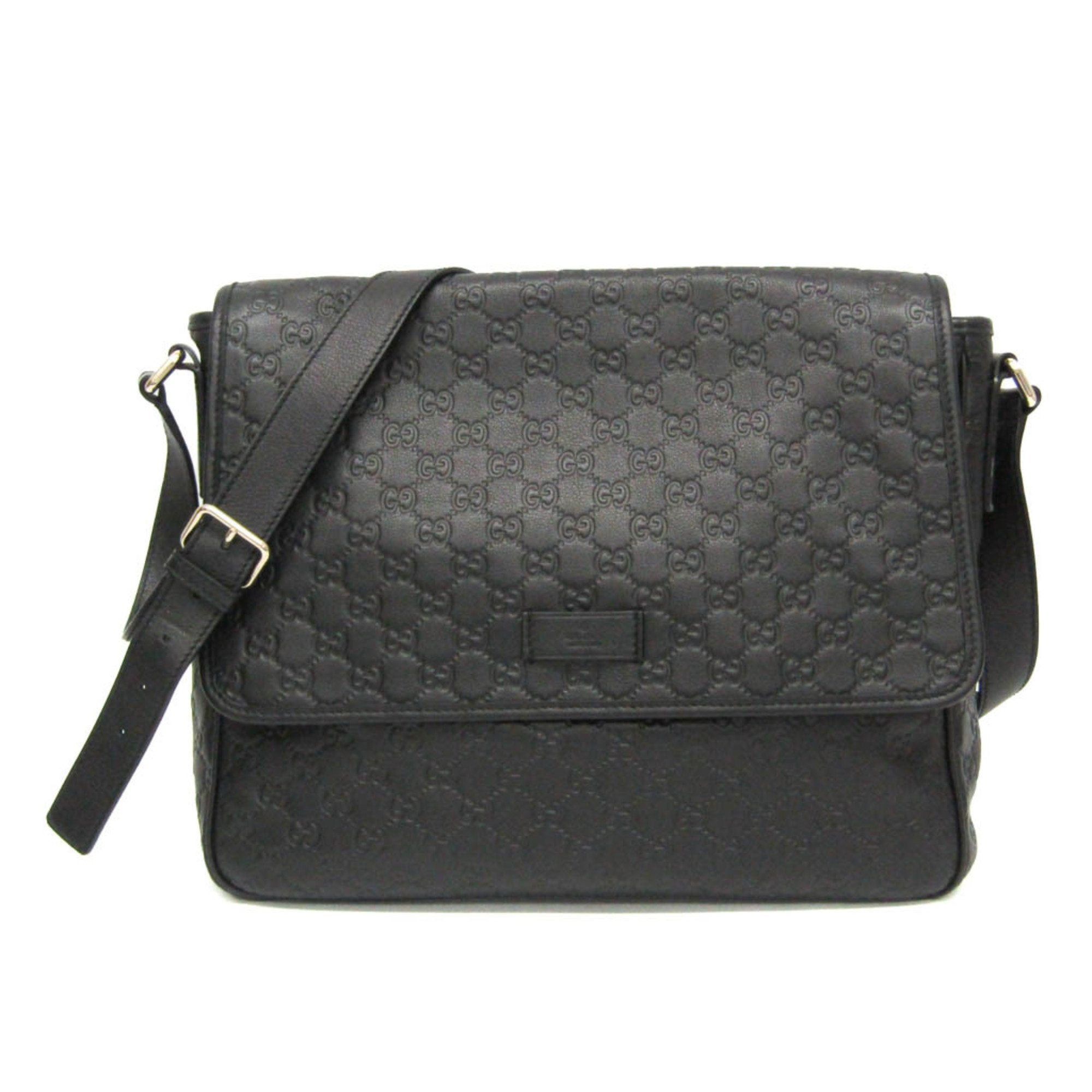 image of Guccissima 223665 Men,women Leather Messenger Bag,shoulder Bag Black, Women's
