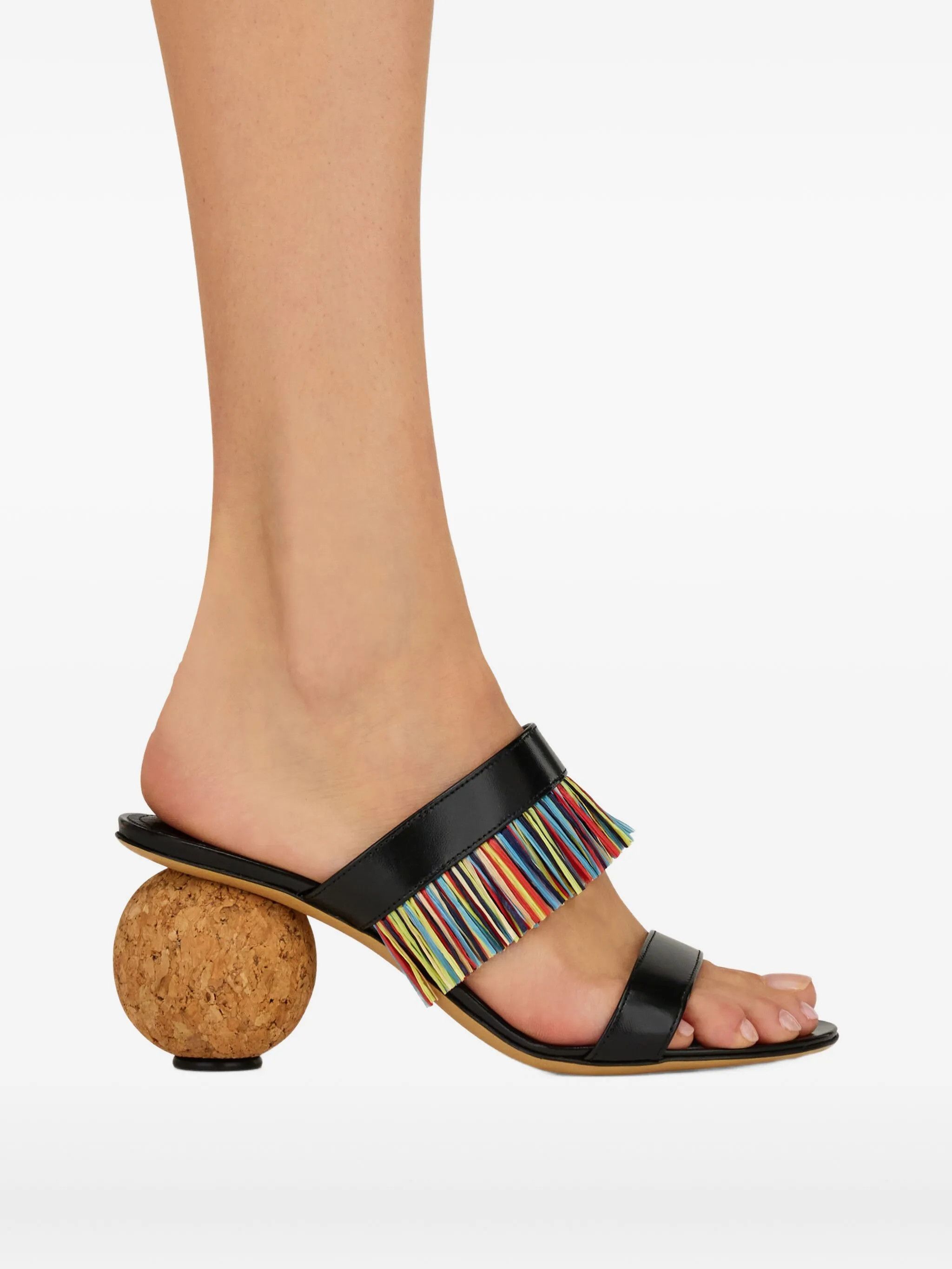 Salvatore Ferragamo o1s1rm0526 Fer Fringed Sandals in Black Size US 10 / IT 40 - 5 Thumbnail