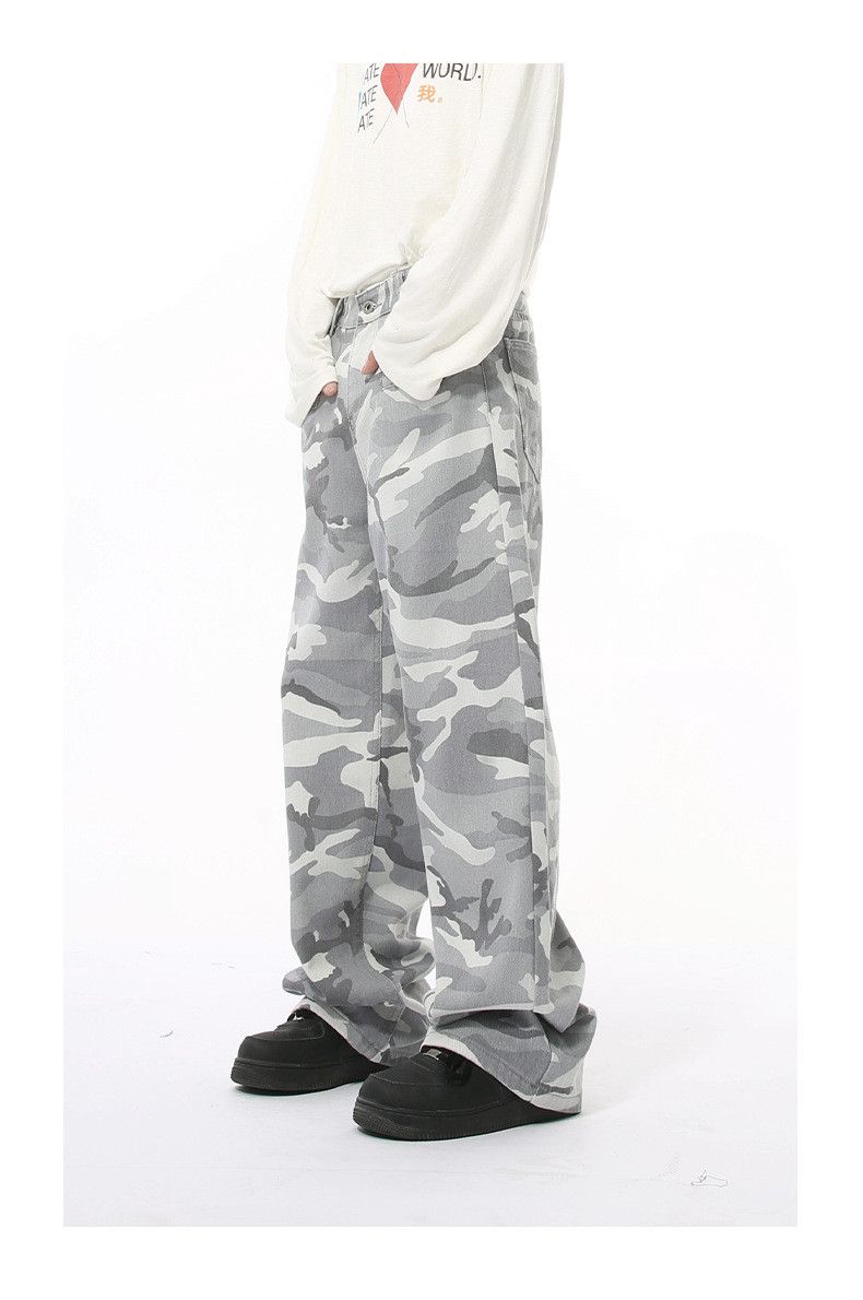 Japanese Brand × Jean High street washed camouflage straight cargo jeans y2k Size US 32 / EU 48 - 3 Thumbnail