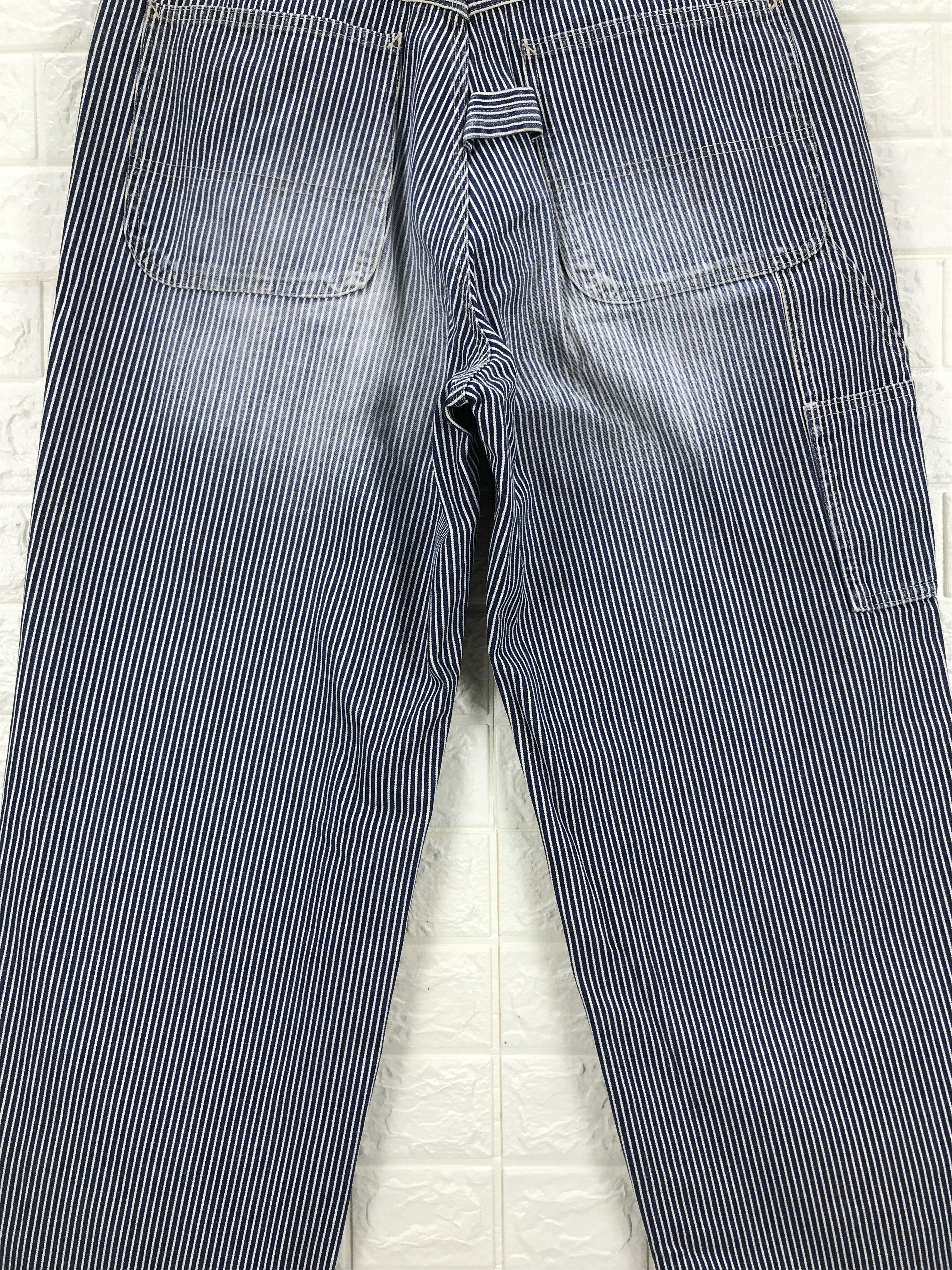 Japanese Brand Vintage Blue Way Hickory Striped Carpenter Jeans Size US 34 / EU 50 - 7 Thumbnail