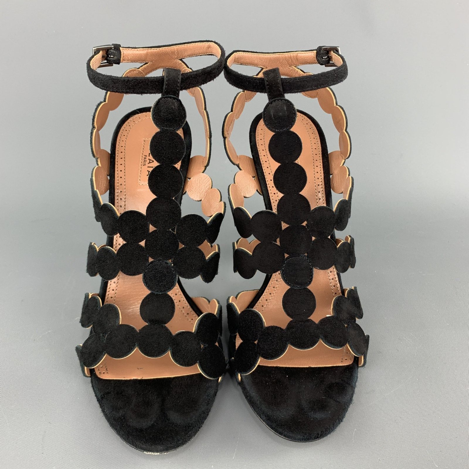 Alaia ALAIA Size 8 Black Suede Laser Cut Strappy Sandals Size US 8 / IT 38 - 4 Thumbnail