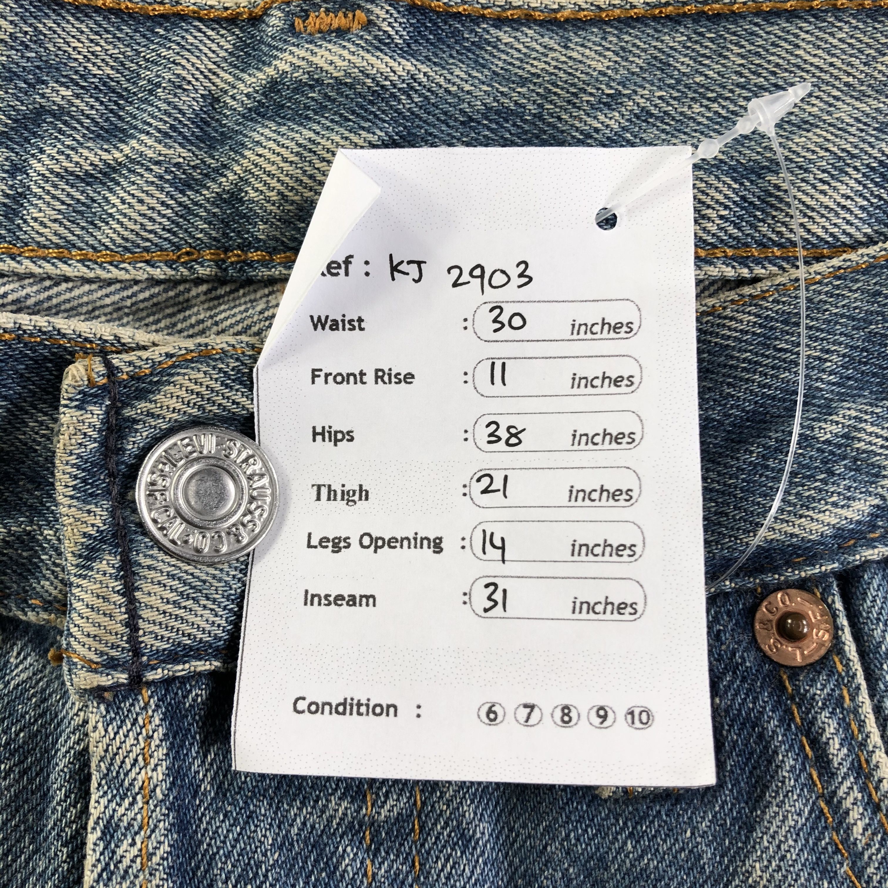 Levi's Vintage 90s Levis 501 Jeans Faded Blue Denim KJ2903 Size US 30 / EU 46 - 11 Thumbnail