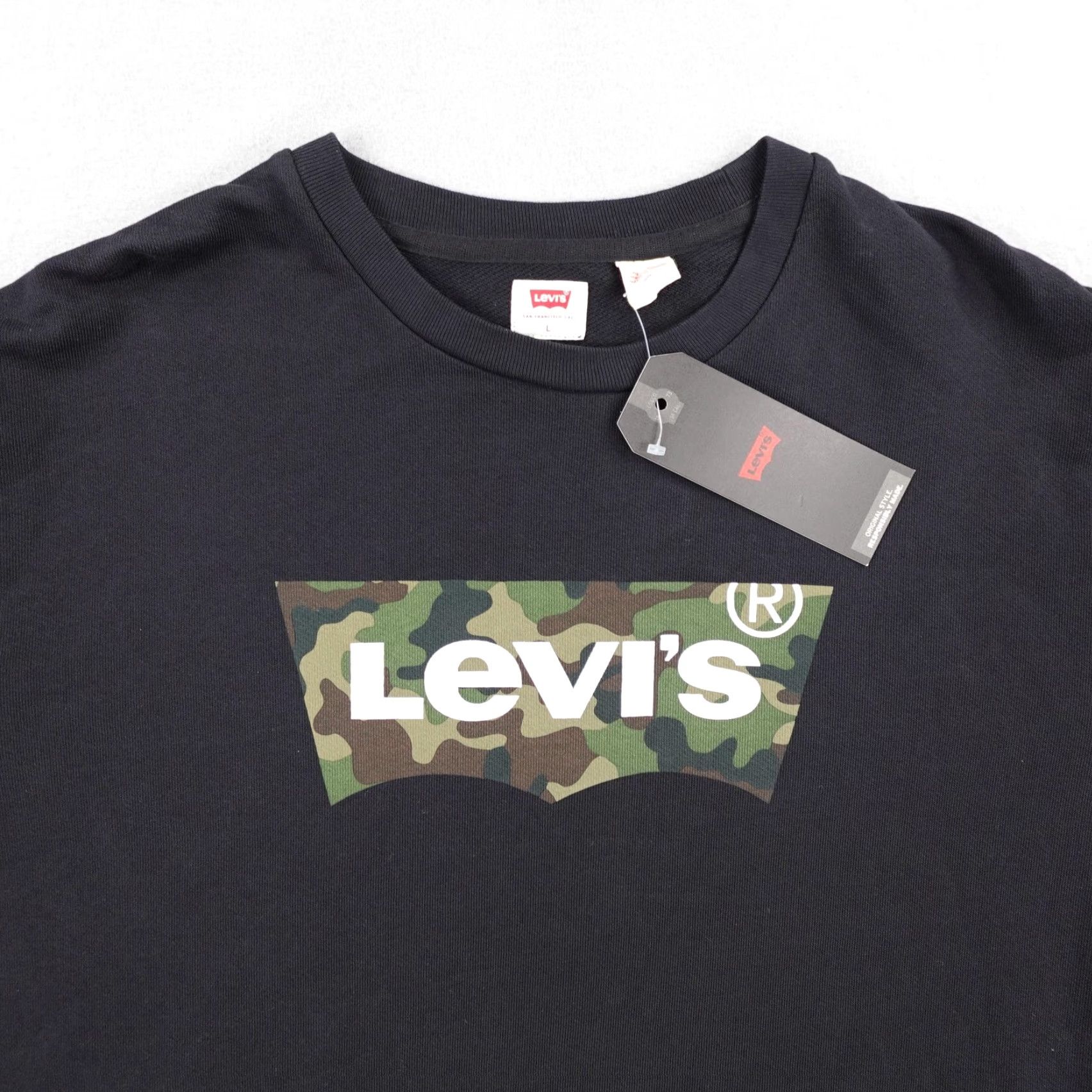 Levi's Levi's Sweatshirt Mens Large Black Crew Neck Camo Batwing Graphic Pullover NEW Size US L / EU 52-54 / 3 - 2 Thumbnail