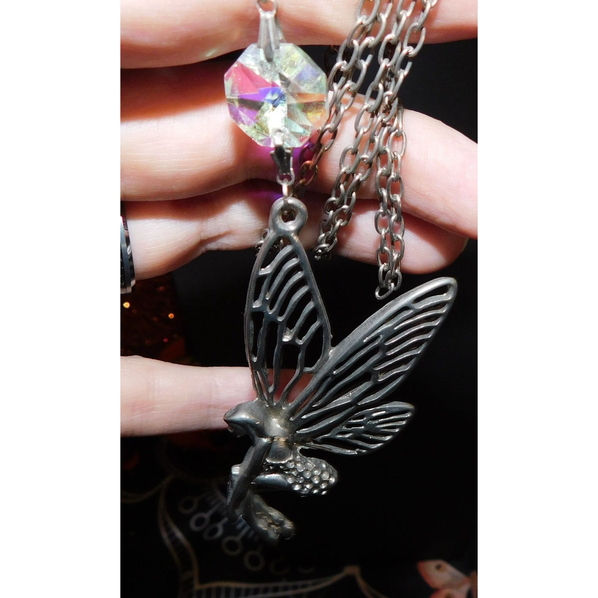 Other Fairycore Silver Tone Fairy Pendant Necklace With AB Gem Acc Size ONE SIZE - 2 Thumbnail