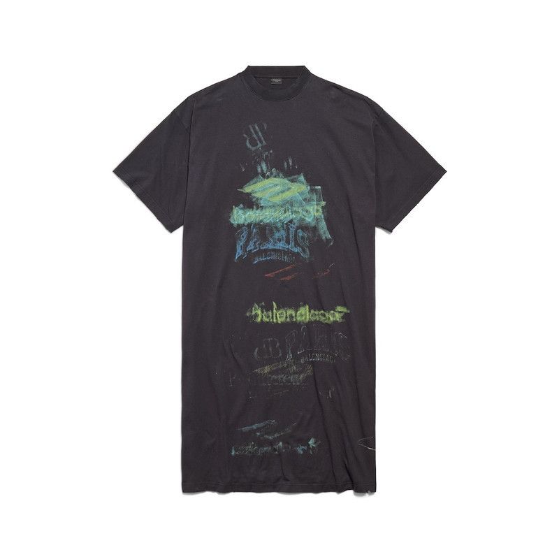 Balenciaga o1tr1nto0526 DIY Imprint T-Shirt Dress in Faded Black Size XL / US 12-14 / IT 48-50 - 1 Thumbnail