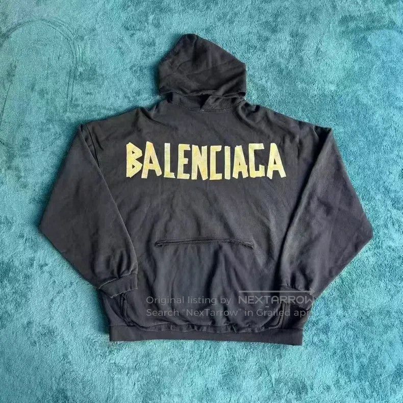 Balenciaga Balenciaga Tape Hoodie, Gray Size US L / EU 52-54 / 3 - 1 Thumbnail