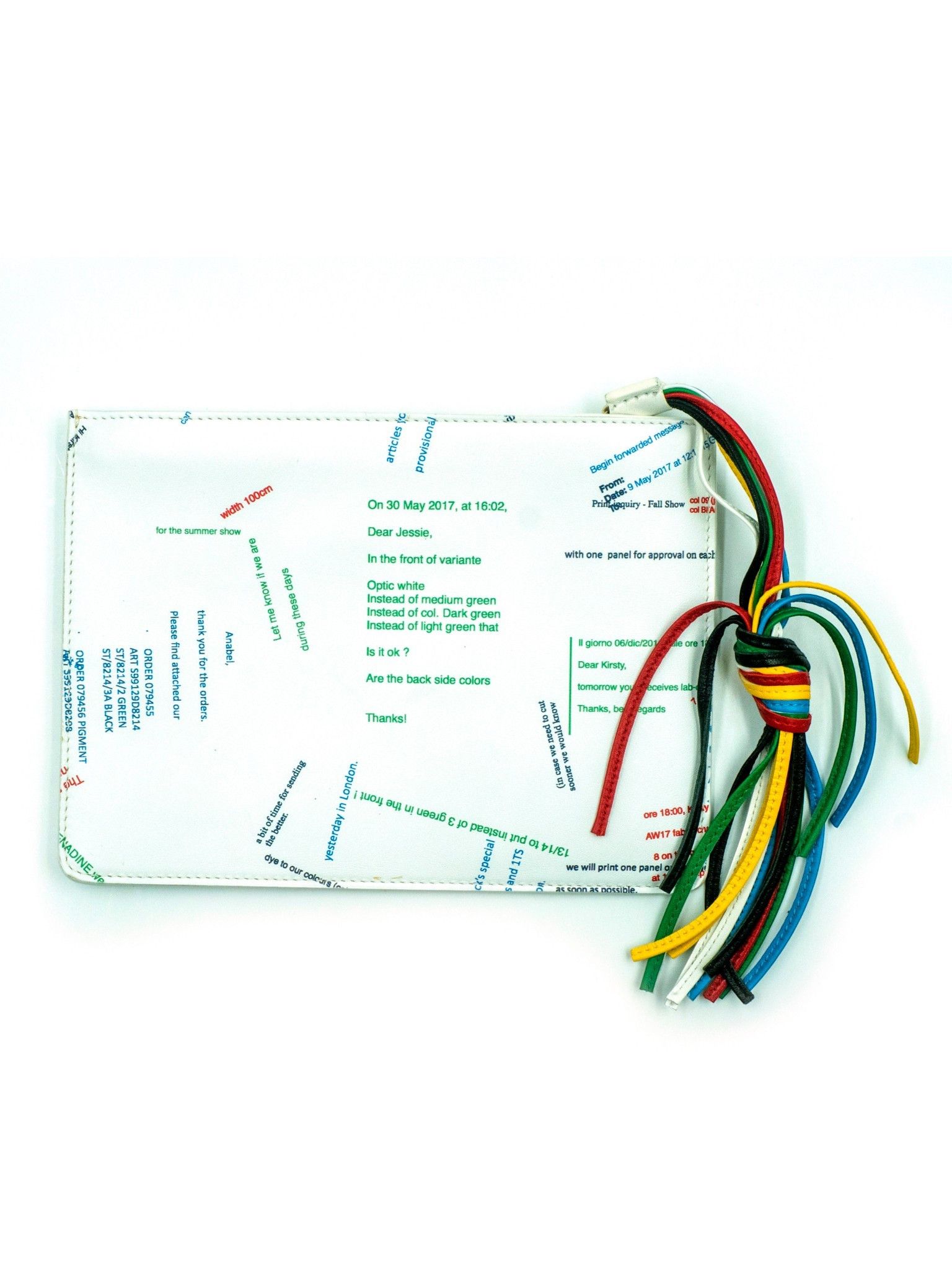 Ports 1961 White Leather Pouch With Colorful Tassel Size ONE SIZE - 1 Thumbnail