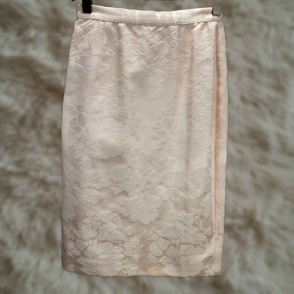 Vintage Vtg Scott McClintock Peach Floral Brocade Skirt Straight Pencil Back Slit Sz 4 Orange Eveningwear Cotton Blend, Cocktail, 90s Womens Size 27" / US 4 / IT 40 - 1 Thumbnail