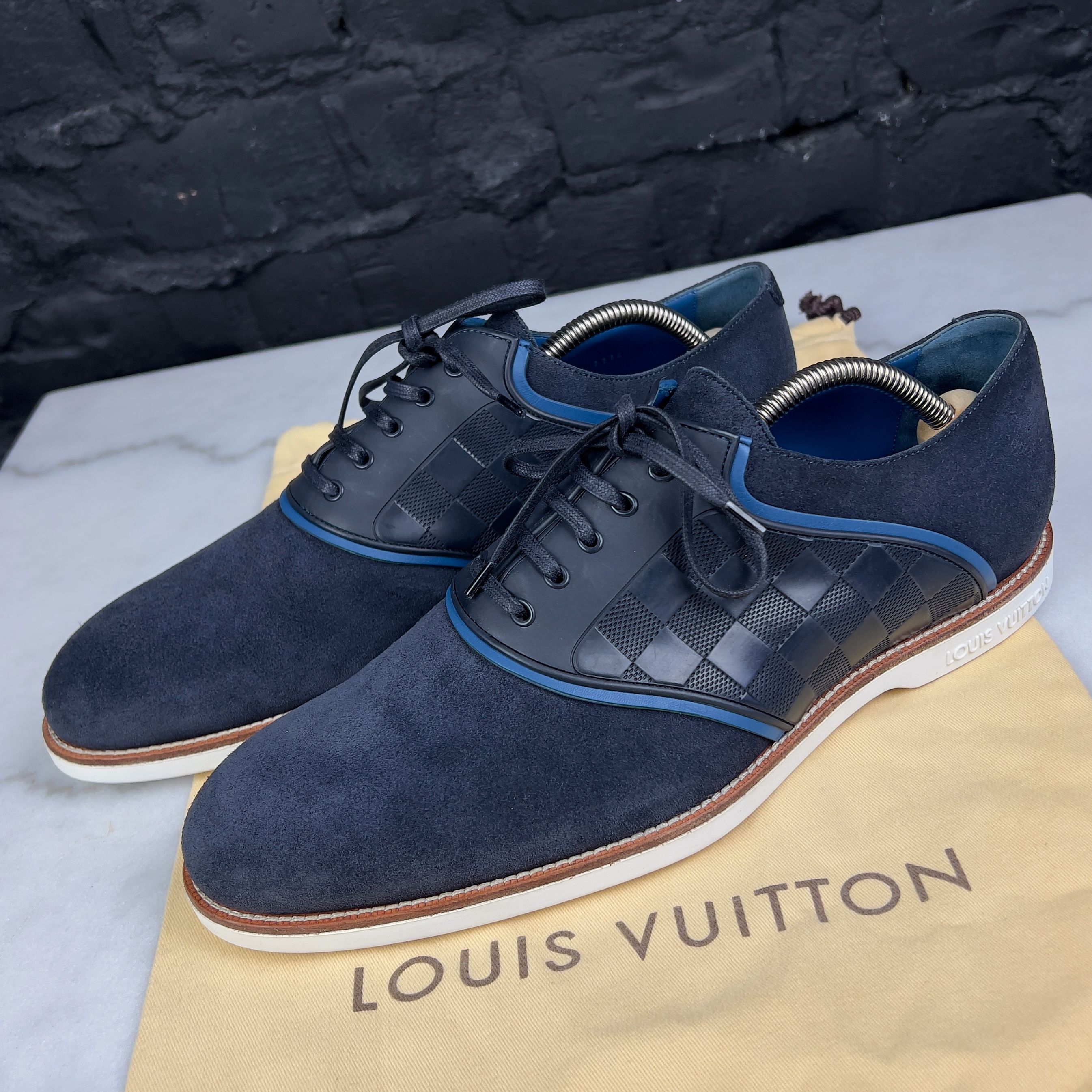 Louis Vuitton Damier Derby Lace Up Suede 7.5 LV