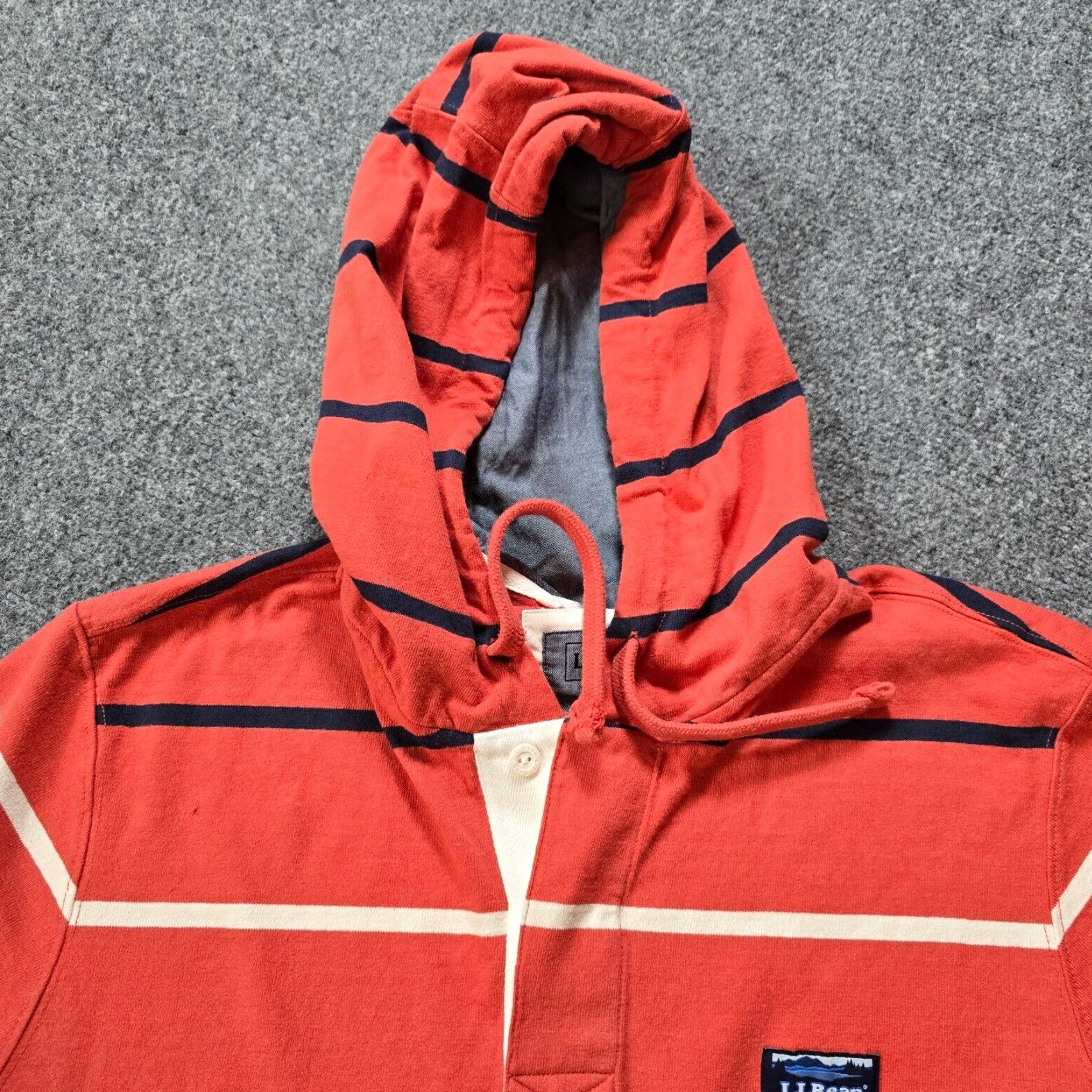 Vintage LL Bean Sweater Mens XL Red Striped Rugby Nautical Hoodie Pullover Casual Shirt Size US XL / EU 56 / 4 - 2 Thumbnail