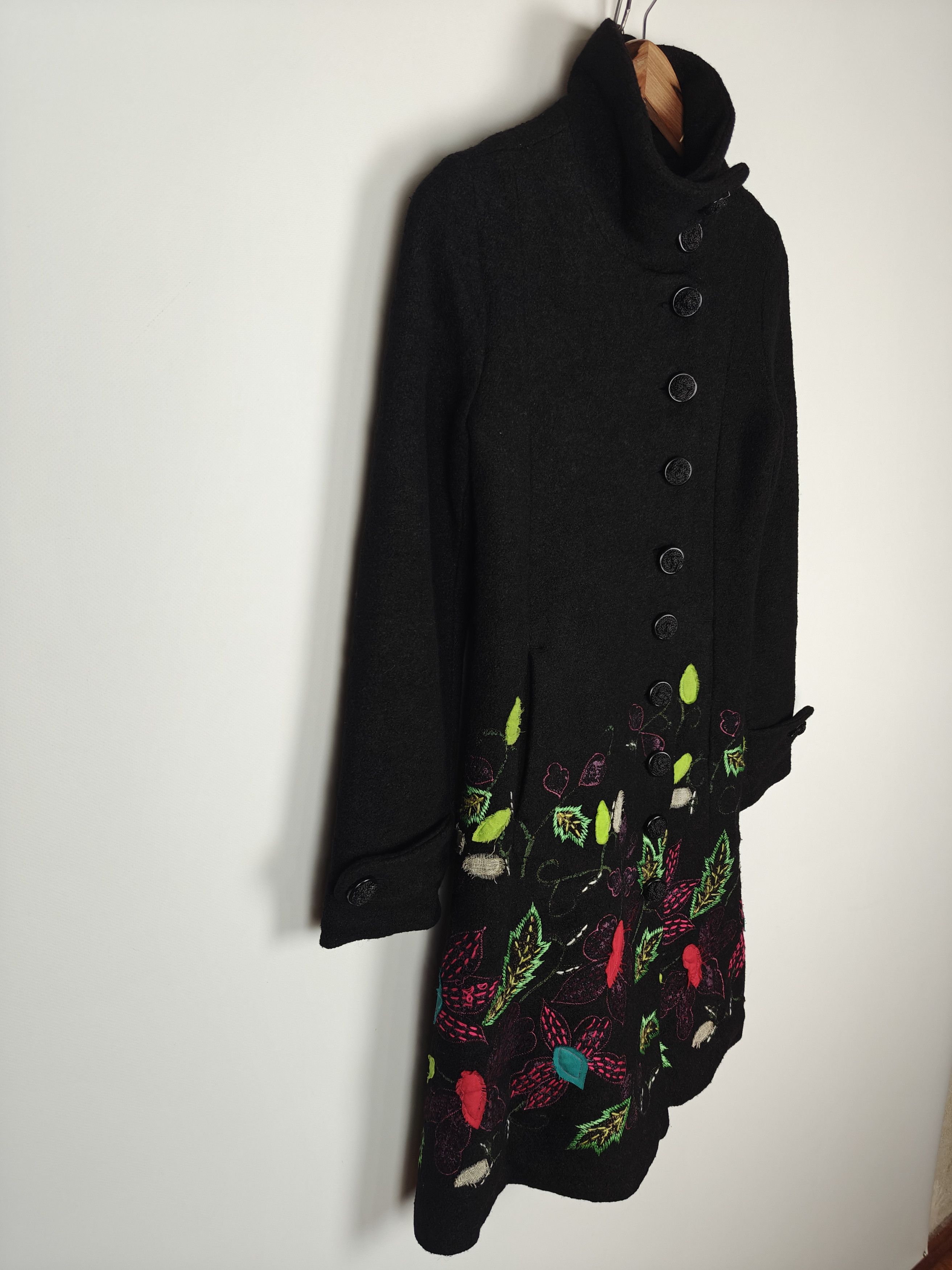 Desigual Desigual Coat Jacket Button Floral Black size 36 Size S / US 4 / IT 40 - 4 Thumbnail