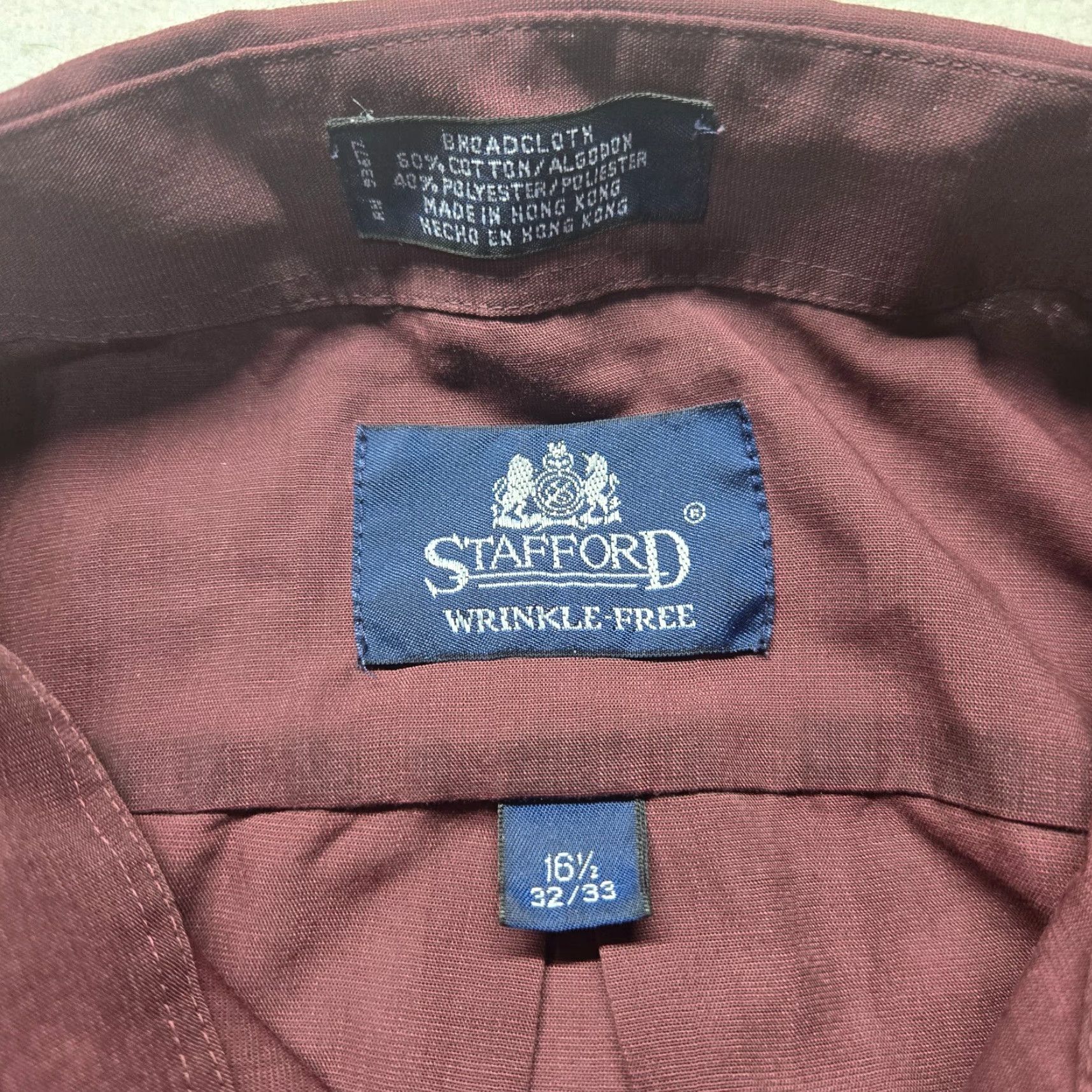 Stafford Stafford Shirt Button-Up Long Sleeve Men 16.5 Purple Broadcloth Solid 90s Event/Theme: None Womens/Mens Size US L / EU 52-54 / 3 - 3 Thumbnail