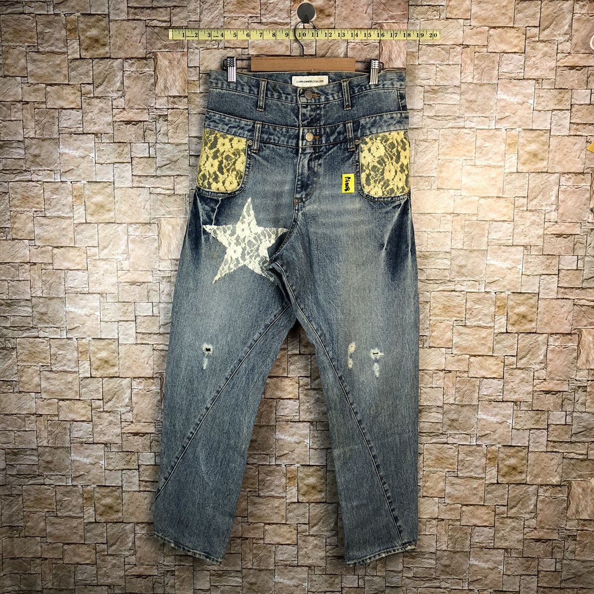 Japanese Brand Ehypen World Gallery double waist Blue Denim Pants #A1008 Size US 30 / EU 46 - 1 Thumbnail