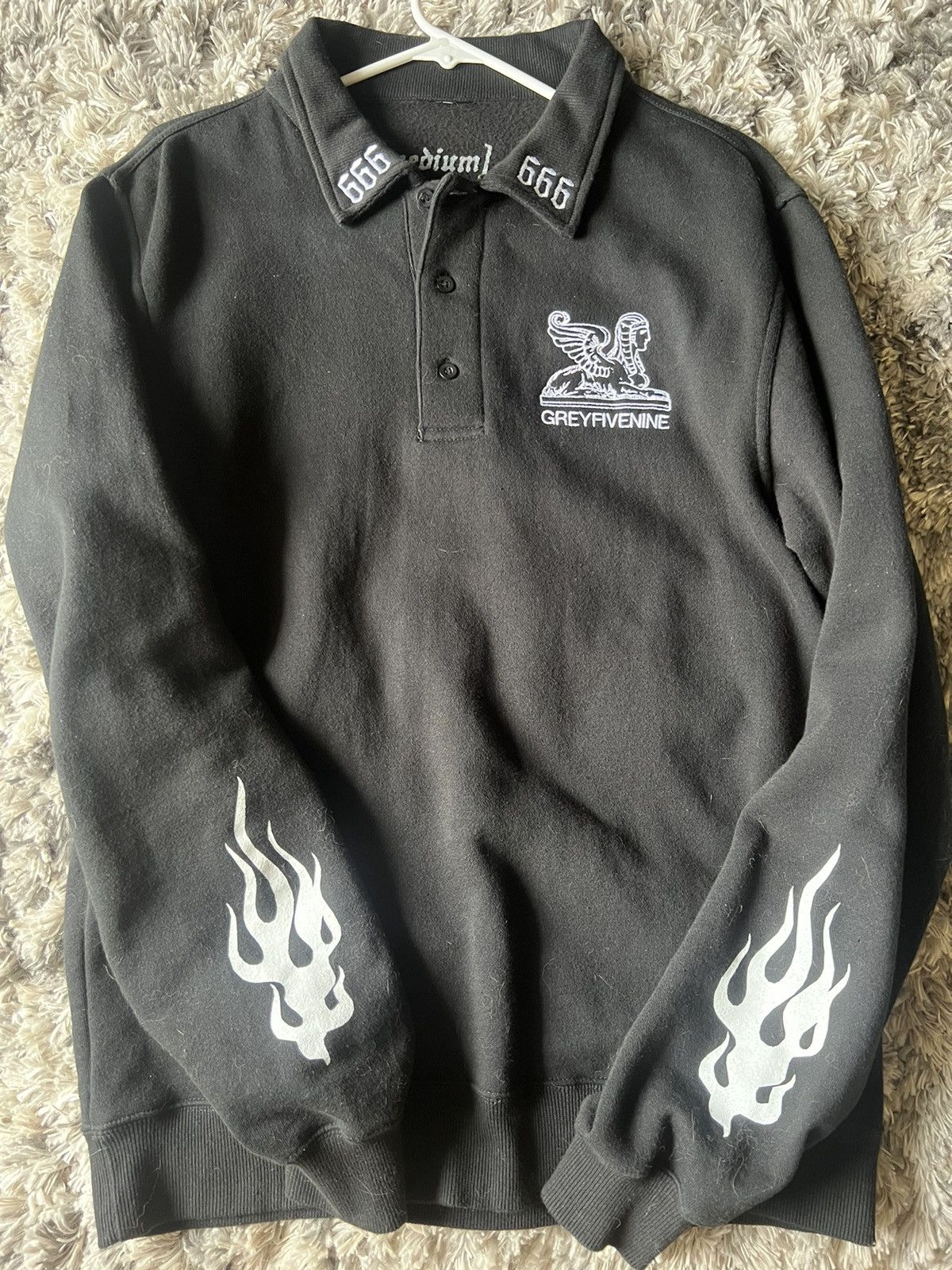 image of G59 Records x Pouya Uicideboy Merch Inftrgmh3 666 Polo Long Sleeve in Black, Men's (Size Medium)