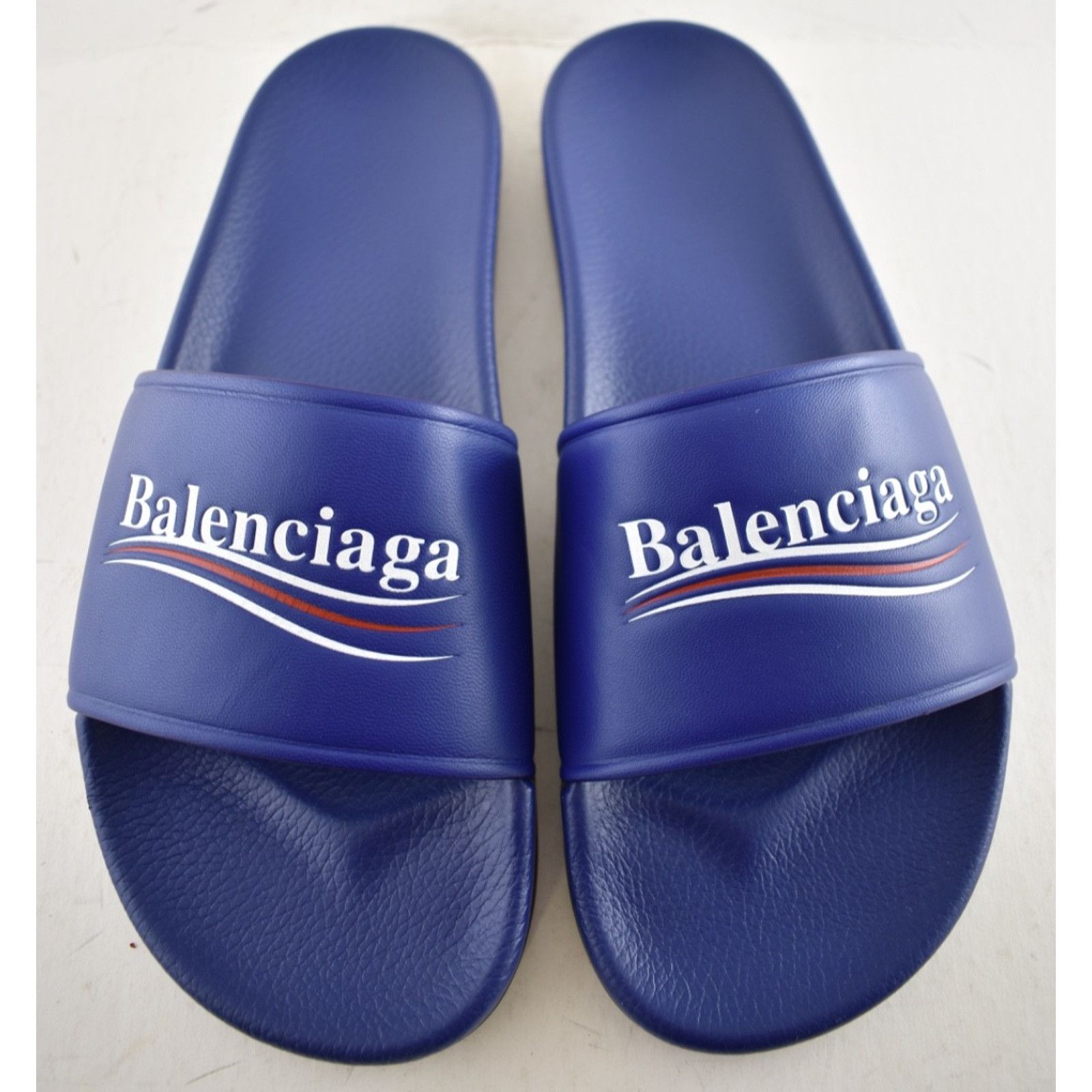 Balenciaga Balenciaga Blue Leather Campaign Logo Slide Sandal 44 11 Size US 11 / EU 44 - 6 Thumbnail