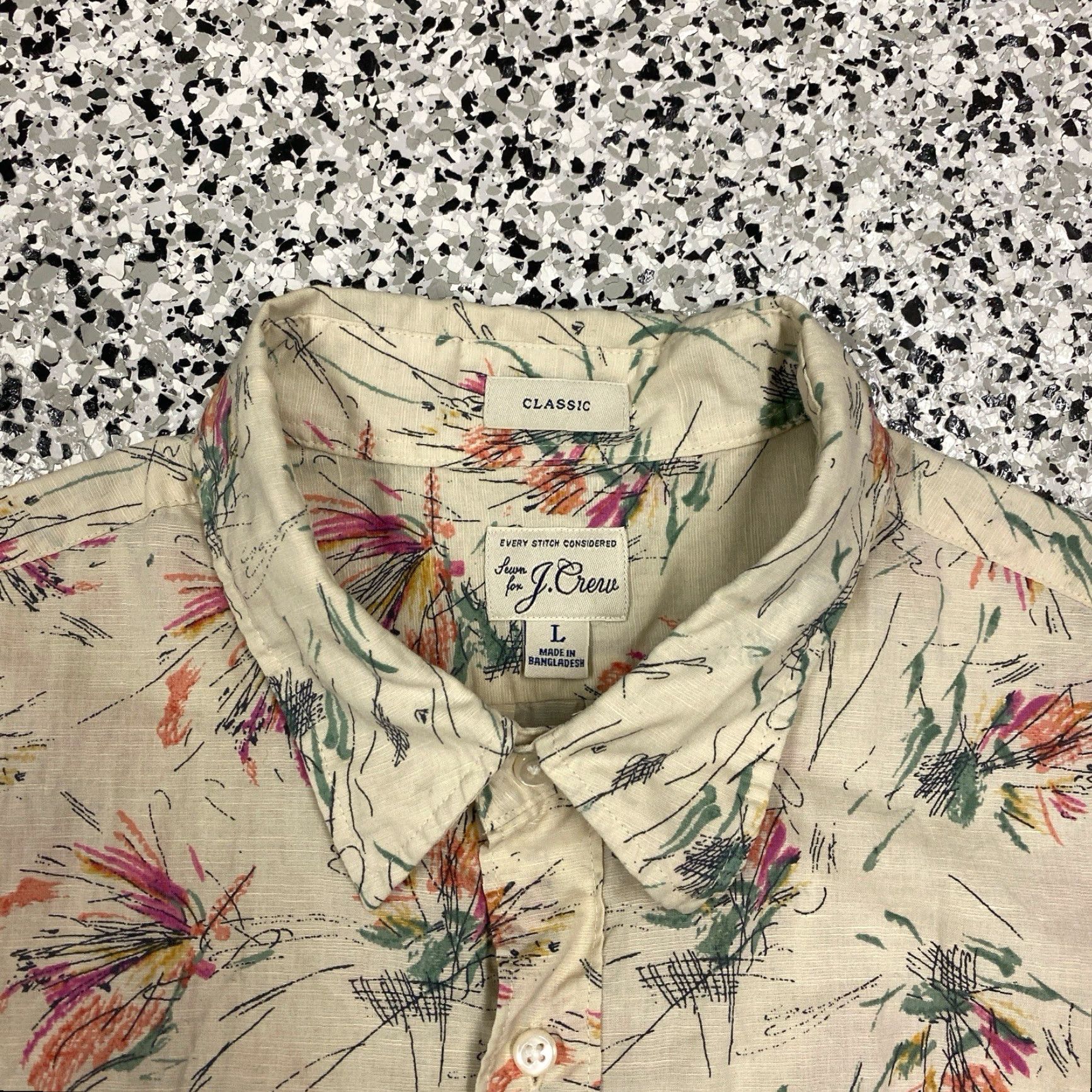 J.Crew J.CREW Shirt Linen Blend Men's Large Short Sleeve Beige Button Up Beach Size US L / EU 52-54 / 3 - 2 Thumbnail
