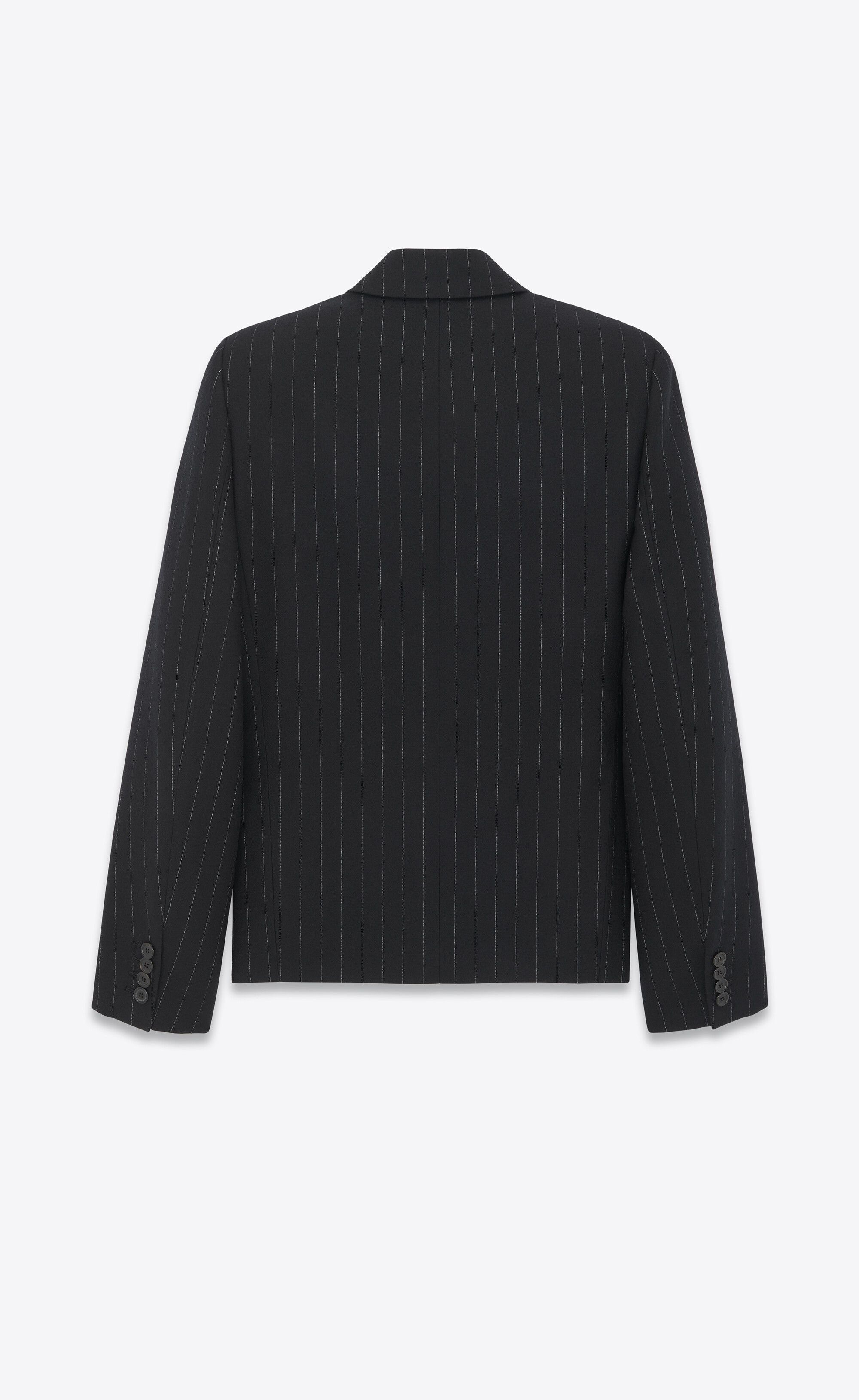 Saint Laurent Paris o1bcso1str1124 Oversized Jacket in Striped Wool Felt in Noir Size US S / EU 44-46 / 1 - 2 Thumbnail