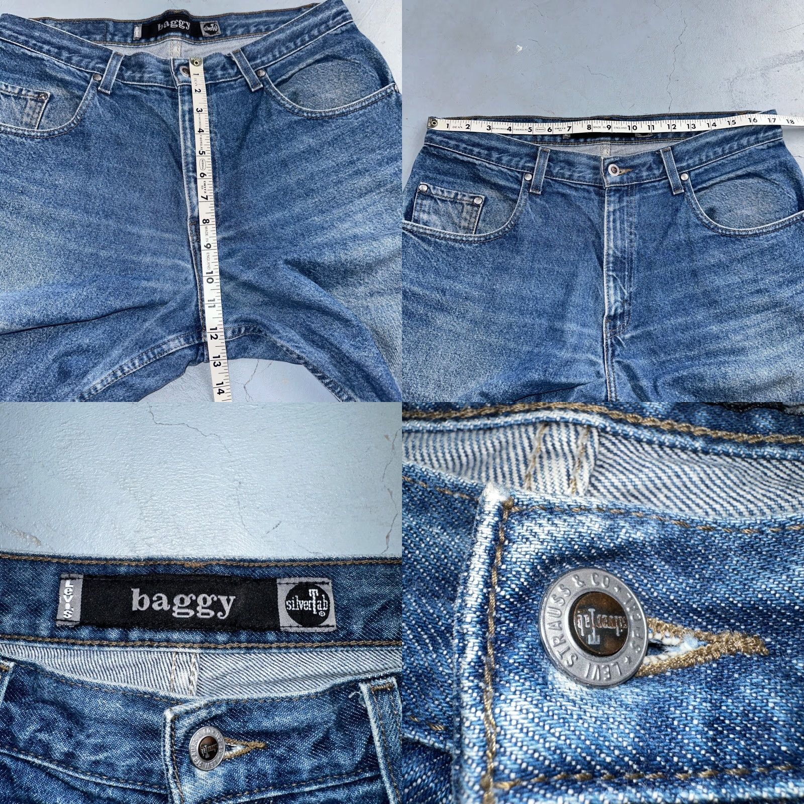 Levi's VINTAGE Levi's Silvertab Levis SilverTab 90s Baggy Denim Jeans Blue 35x32 Mens Jeans Wide-Leg 90s Theme Pockets Size US 35 - 8 Thumbnail