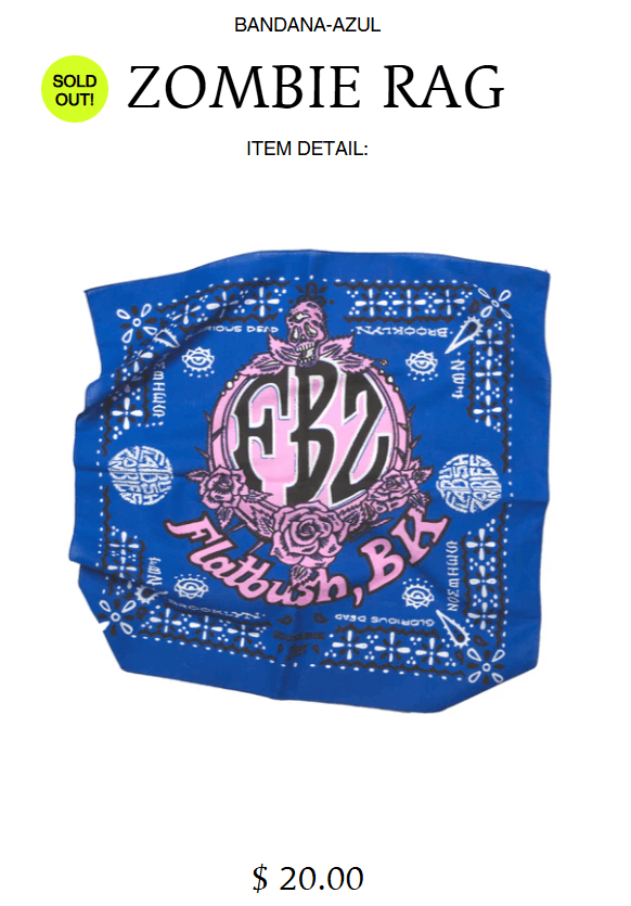 Flatbush Zombies (x2) Zombie Rag in Red/Blue - Flatbush Zombies (New) Size ONE SIZE - 2 Thumbnail