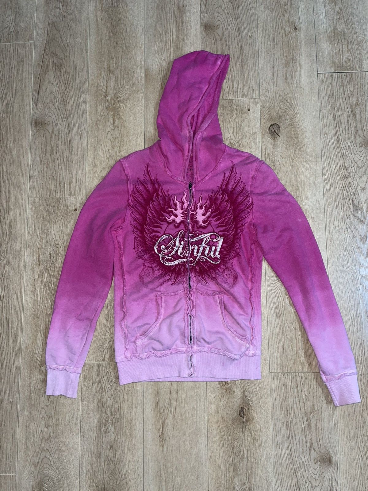Affliction Hoodie sinful rhinestone wings! Size M / US 6-8 / IT 42-44 - 1 Thumbnail