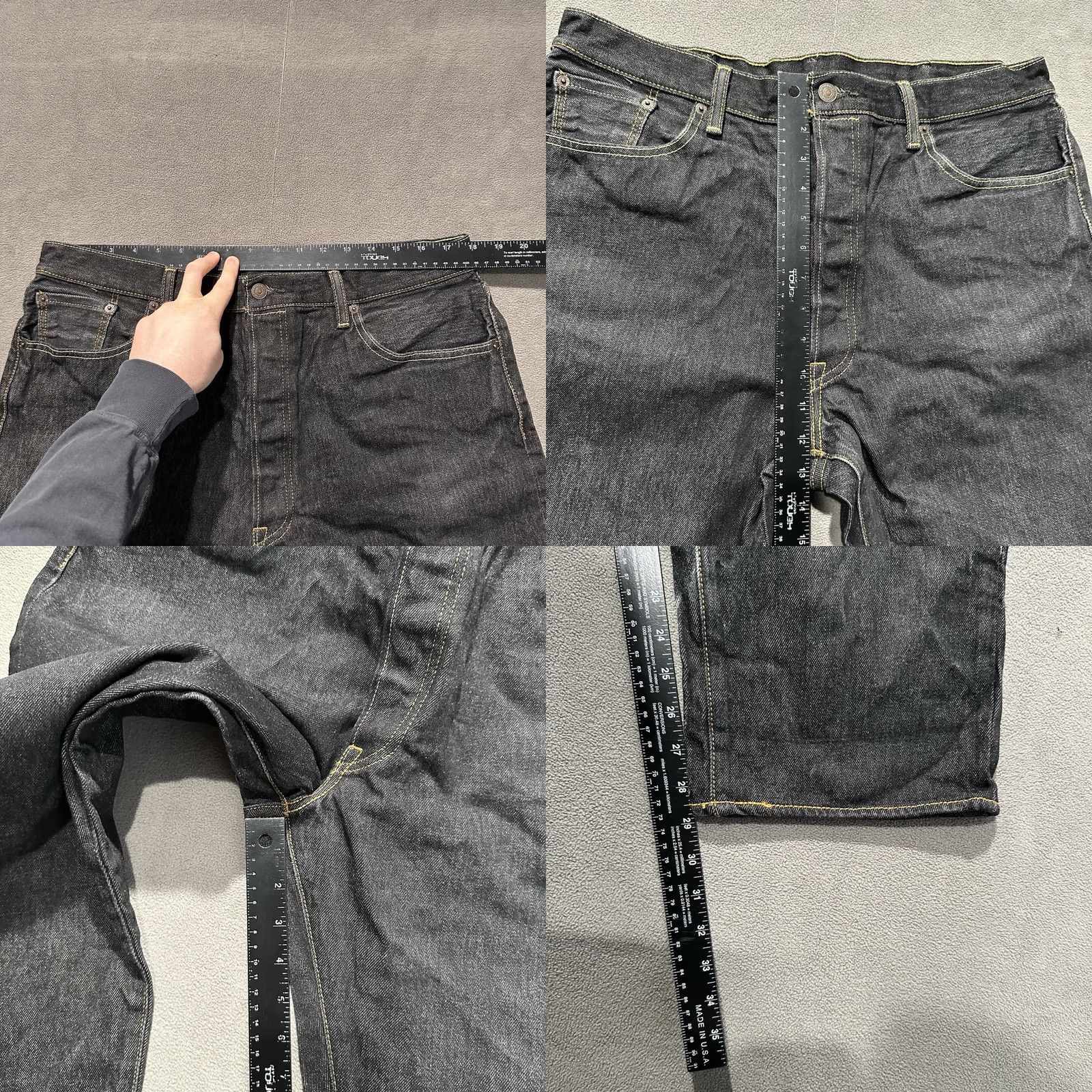 Levi's Levis 501 Original Fit Jeans Gray Denim Button Fly Mens 38x30 (36x29) GUC Size US 38 / EU 54 - 8 Thumbnail