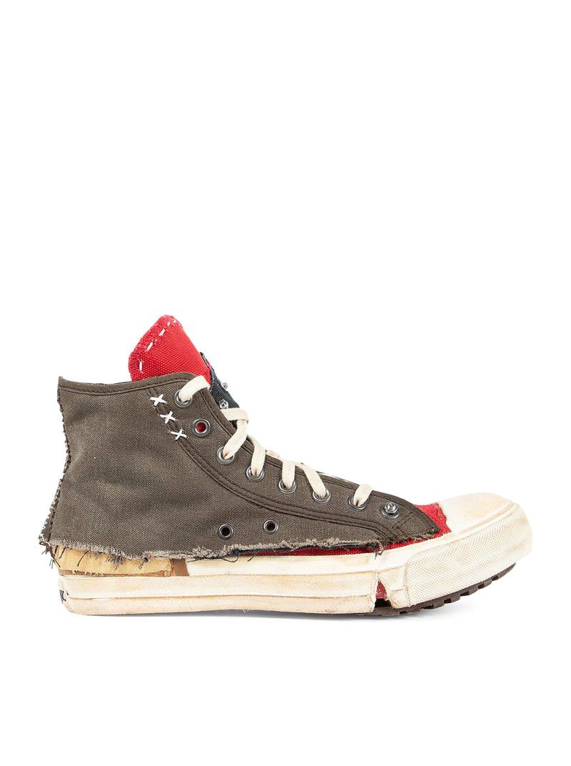 Maison Margiela "LOVE TO DEATH" HIGH-TOP CANVAS SNEAKERS WITH DESTRUCTURED DETAILS Size US 11 / EU 44 - 1 Thumbnail