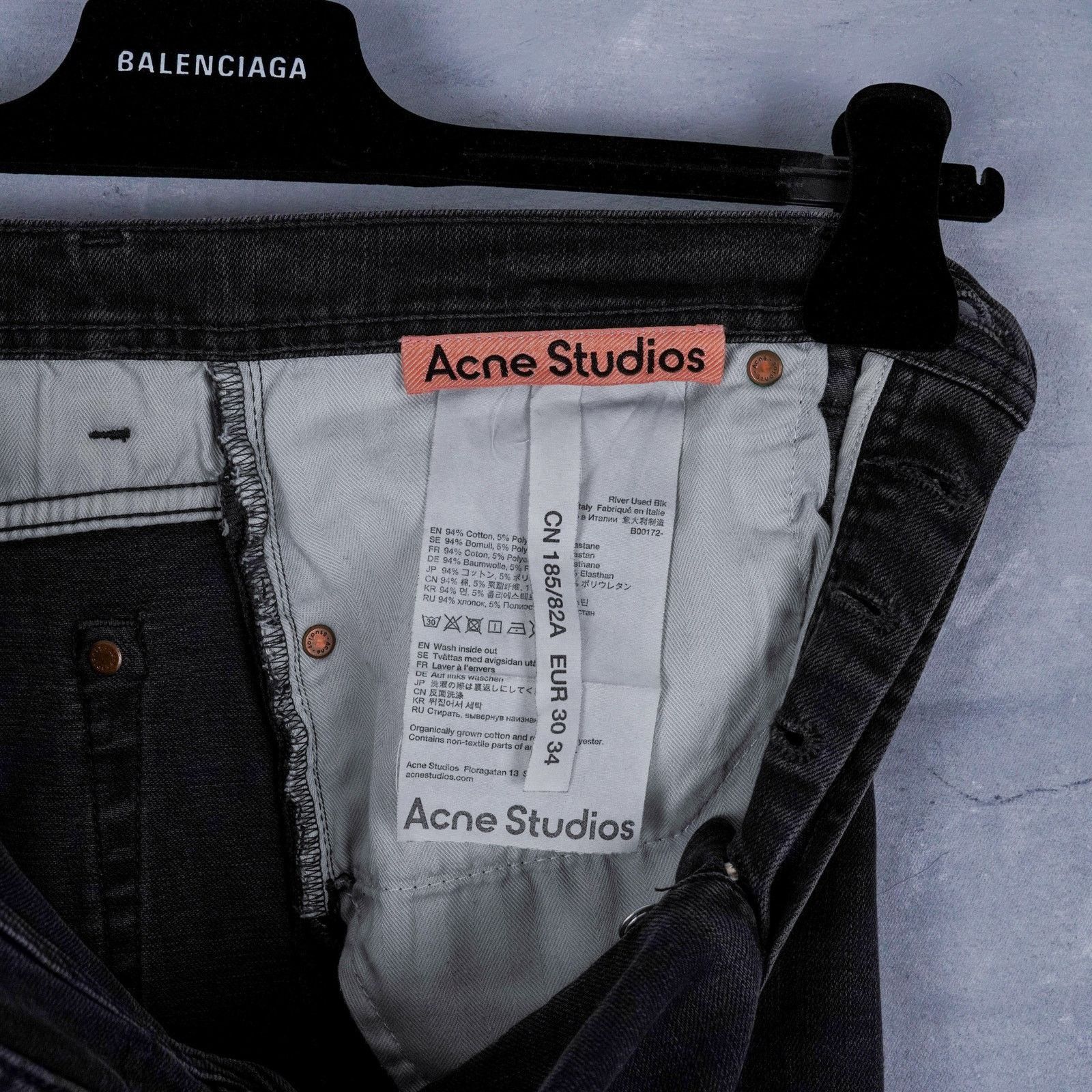 Acne Studios Acne studios black washed slim fit stretch denim jeans pants Size US 30 / EU 46 - 8 Thumbnail