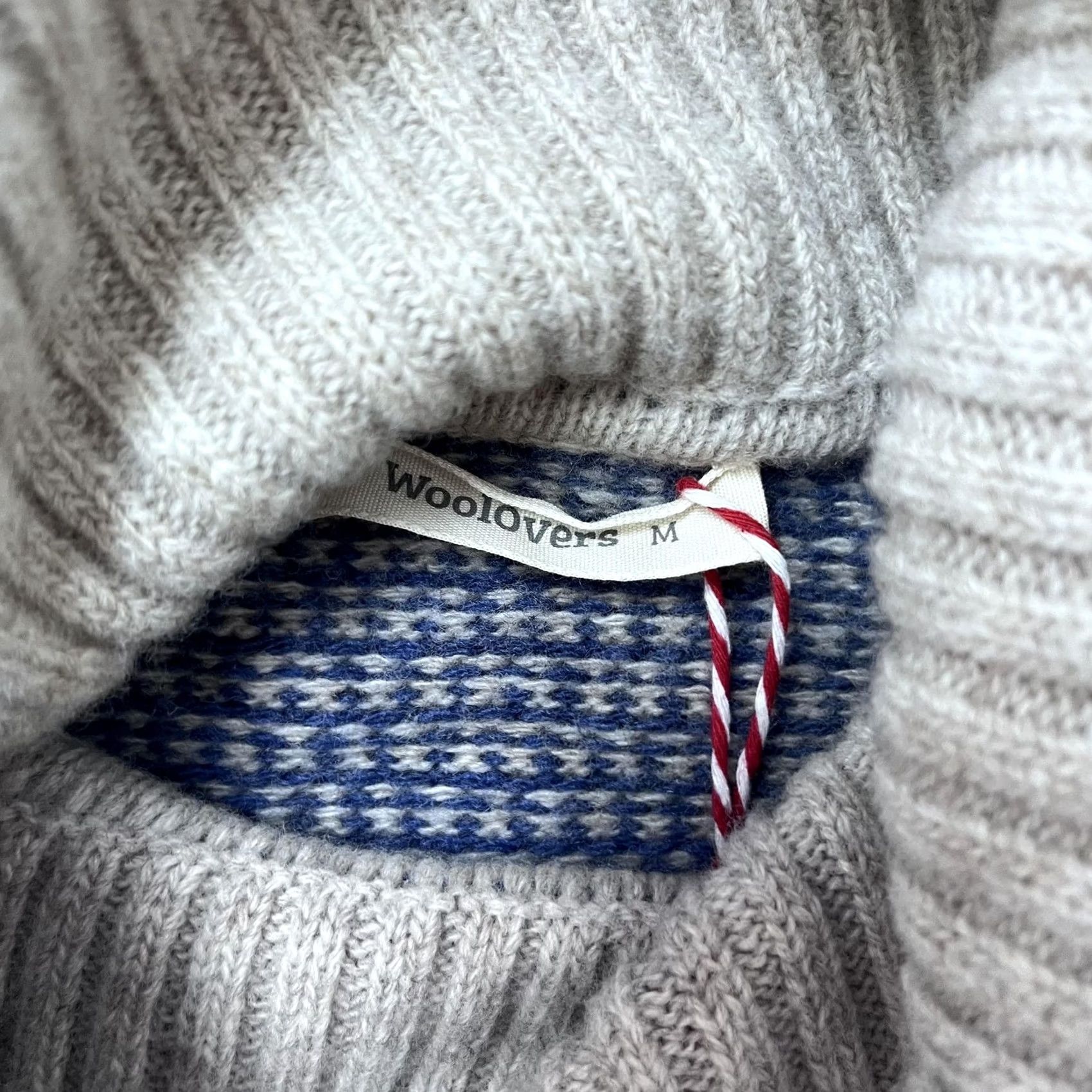 Vintage Woolovers Sweater Womens Medium Blue Cream Turtleneck Textured Knit Pullover Size M / US 6-8 / IT 42-44 - 2 Thumbnail