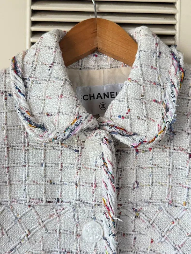 Chanel Chanel Waterfall series pearlescent white plaid jacket Size XS / US 0-2 / IT 36-38 - 3 Thumbnail